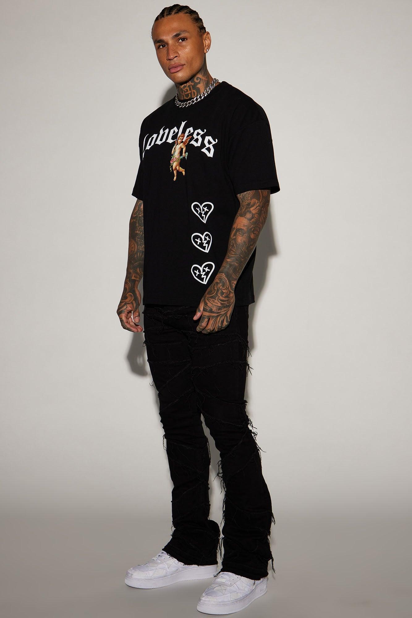 In All Ways Fray Stacked Skinny Flare Jeans - Black Product Image