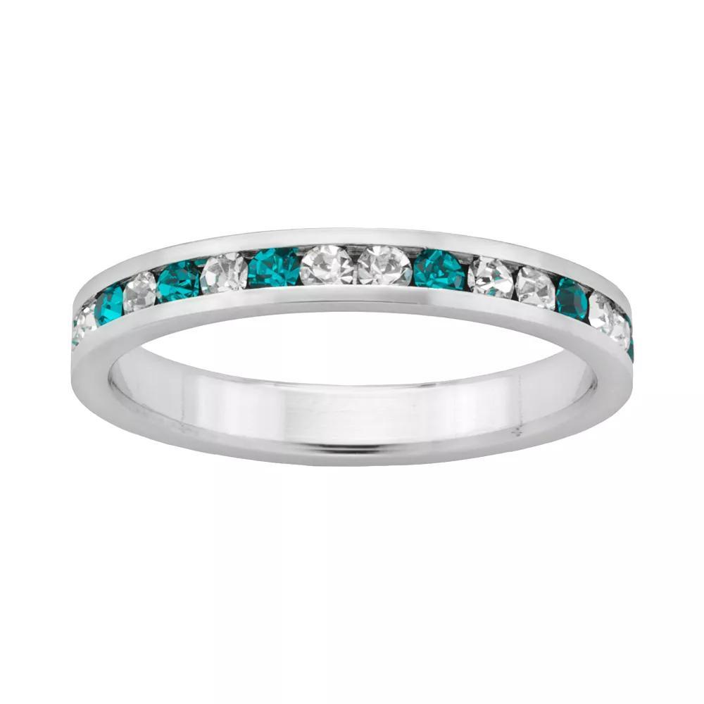 Sterling Silver Teal & White Crystal Eternity Ring, Womens Product Image