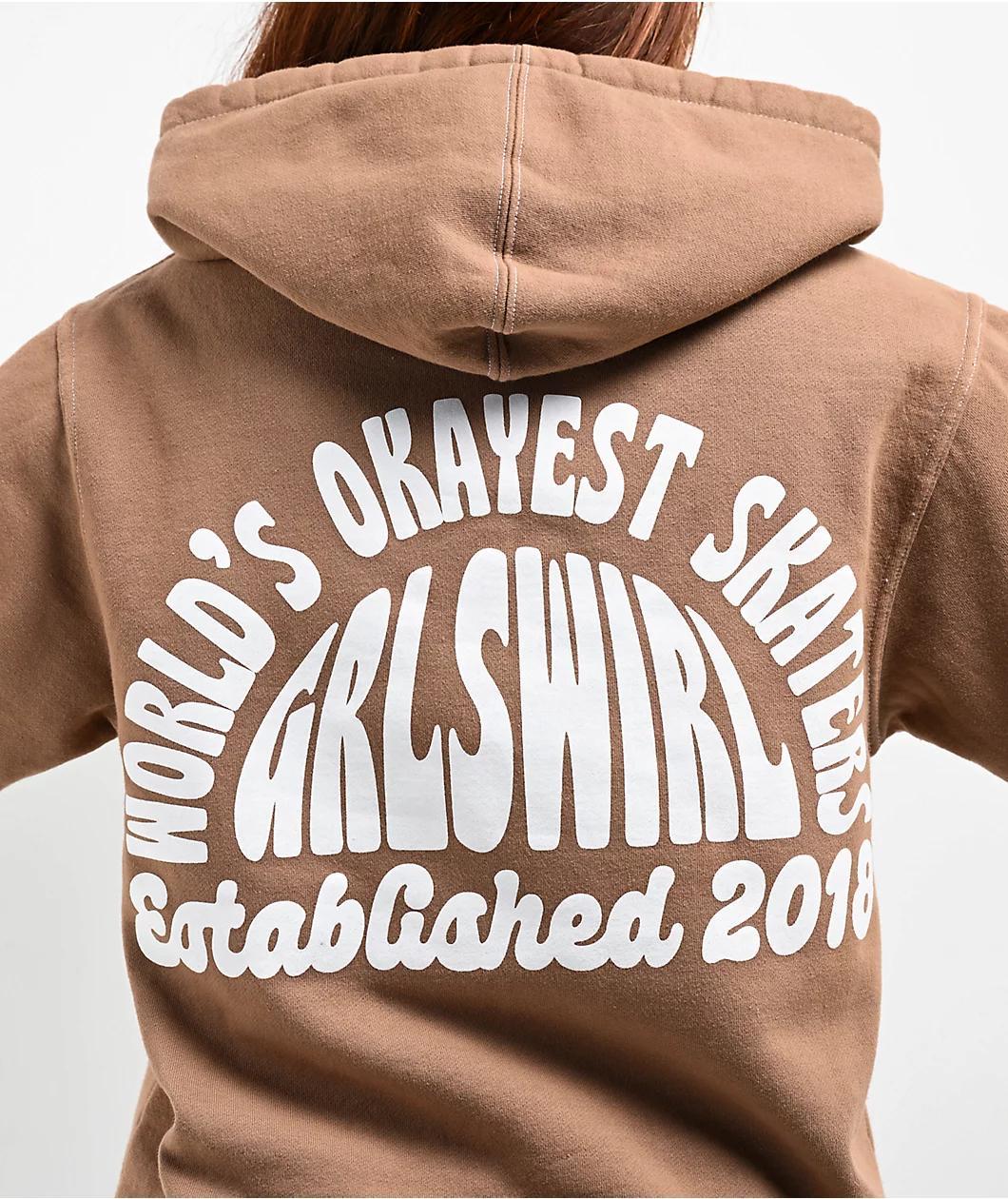 GRLSWIRL Skate Don't Hate Brown Hoodie Product Image