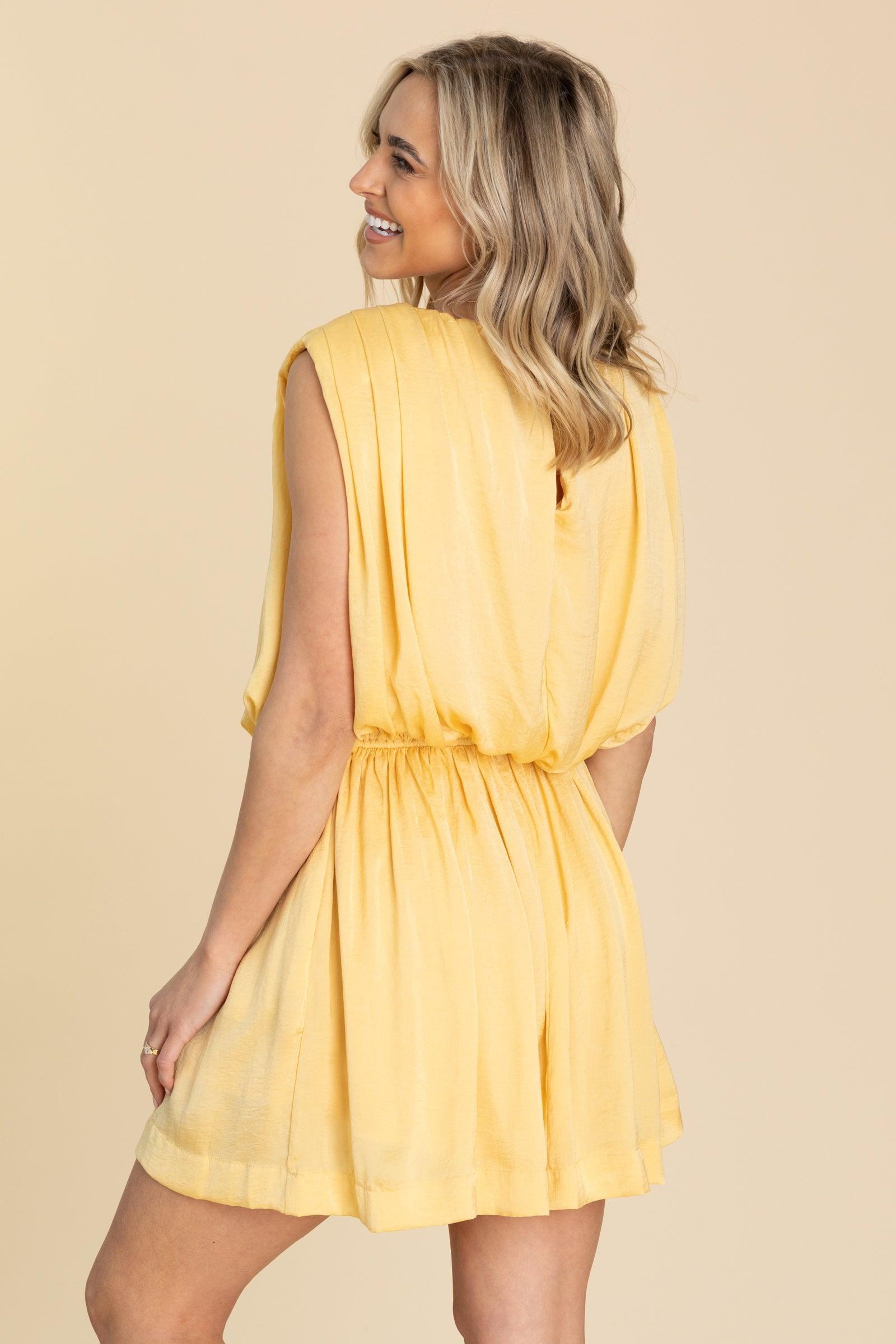 Gold Satin Pleated Dress Product Image