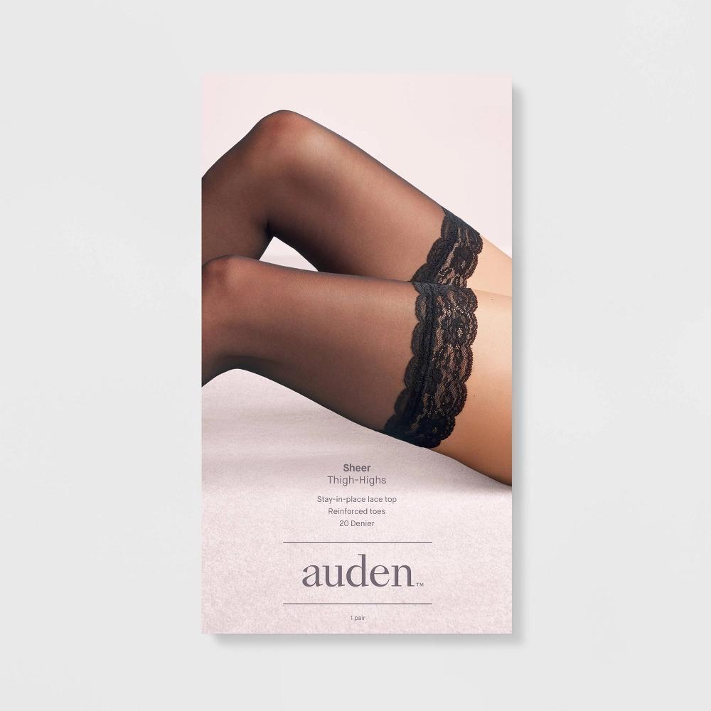 Women's 20D Sheer Thigh Highs with Lace Trim - Auden™ Product Image