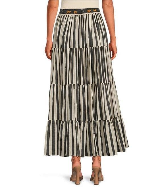 Mo Maya Sonoran Stripe Tiered Maxi Skirt Product Image