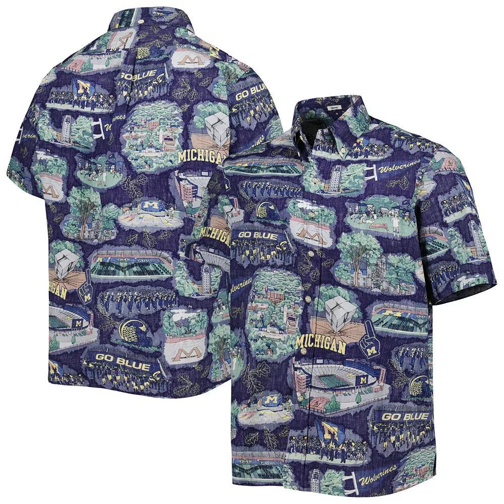 Men's Reyn Spooner Navy Michigan Wolverines Scenic Button-Down Shirt, Size: XL, Blue Product Image