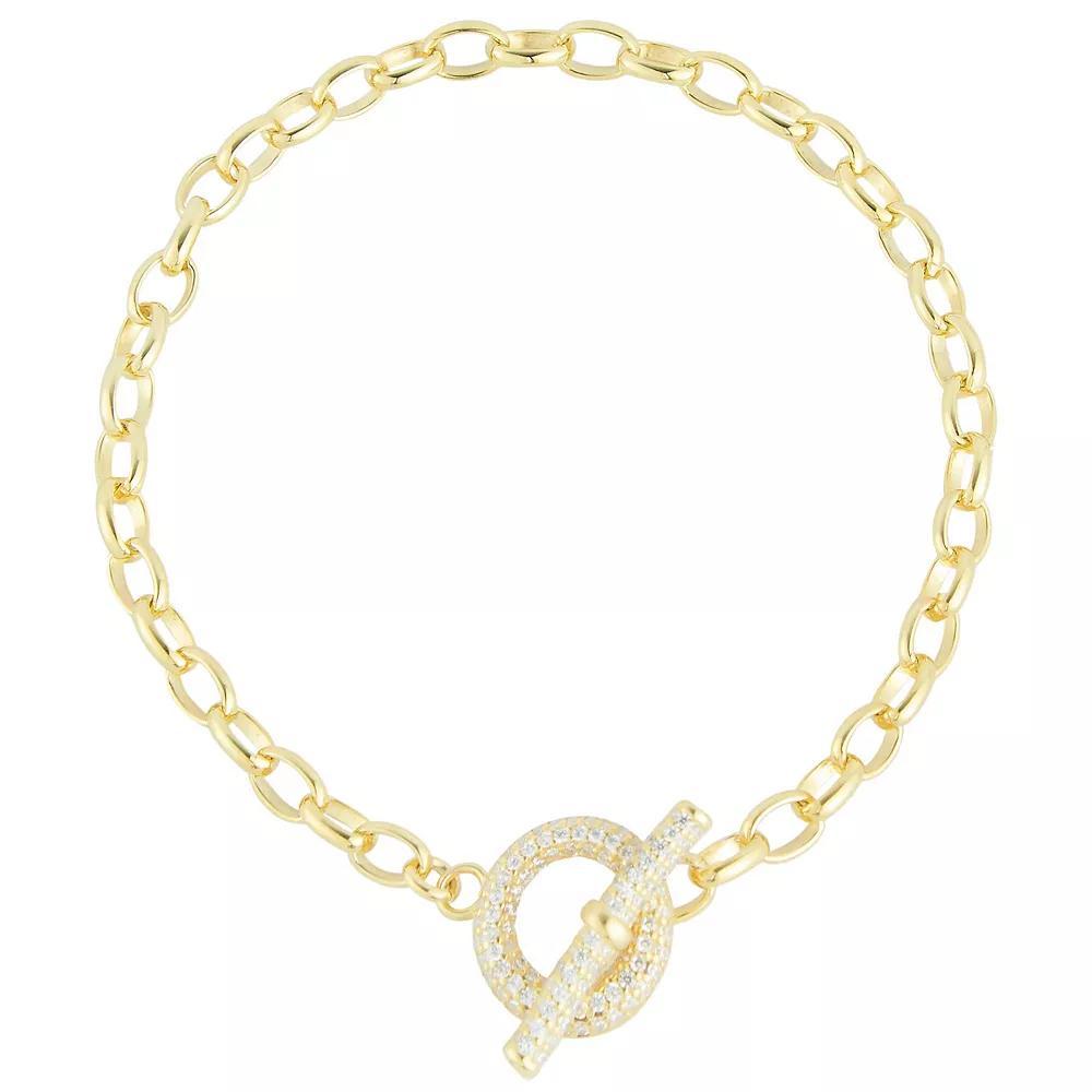 Sunkissed Sterling Cubic Zirconia Toggle Bracelet, Women's, Size: 7", Gold Tone Product Image
