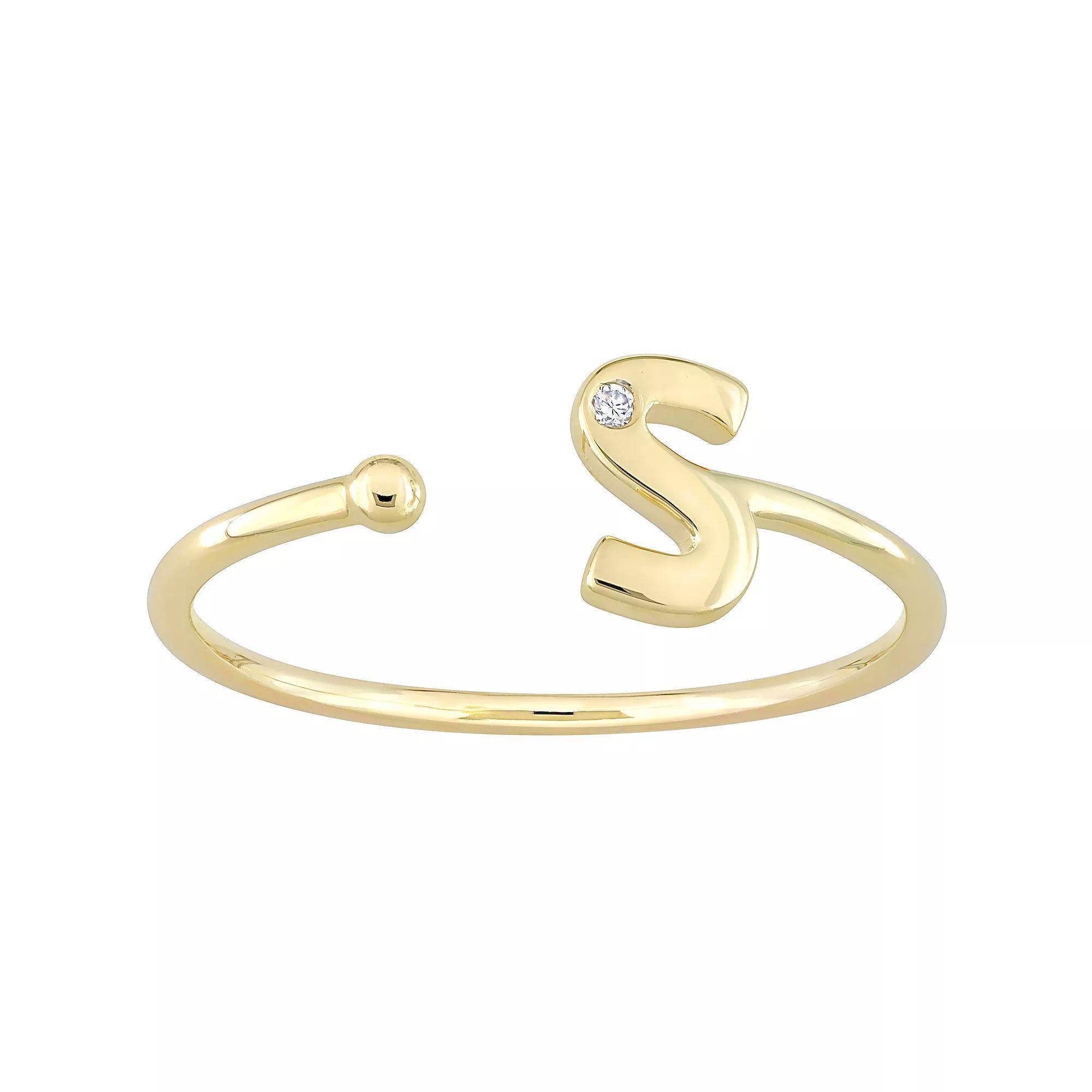 Stella Grace 10k Gold Diamond Accent Initial Open Ring, Women's, Size: 7 Product Image