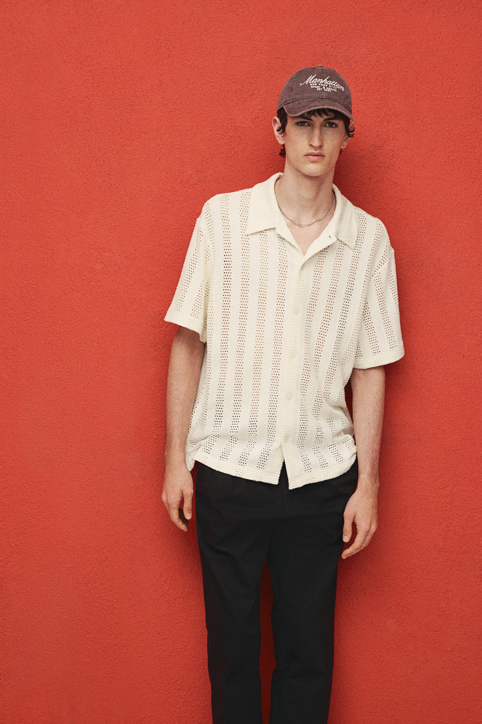 Regular Fit Jacquard-Knit Shirt Product Image