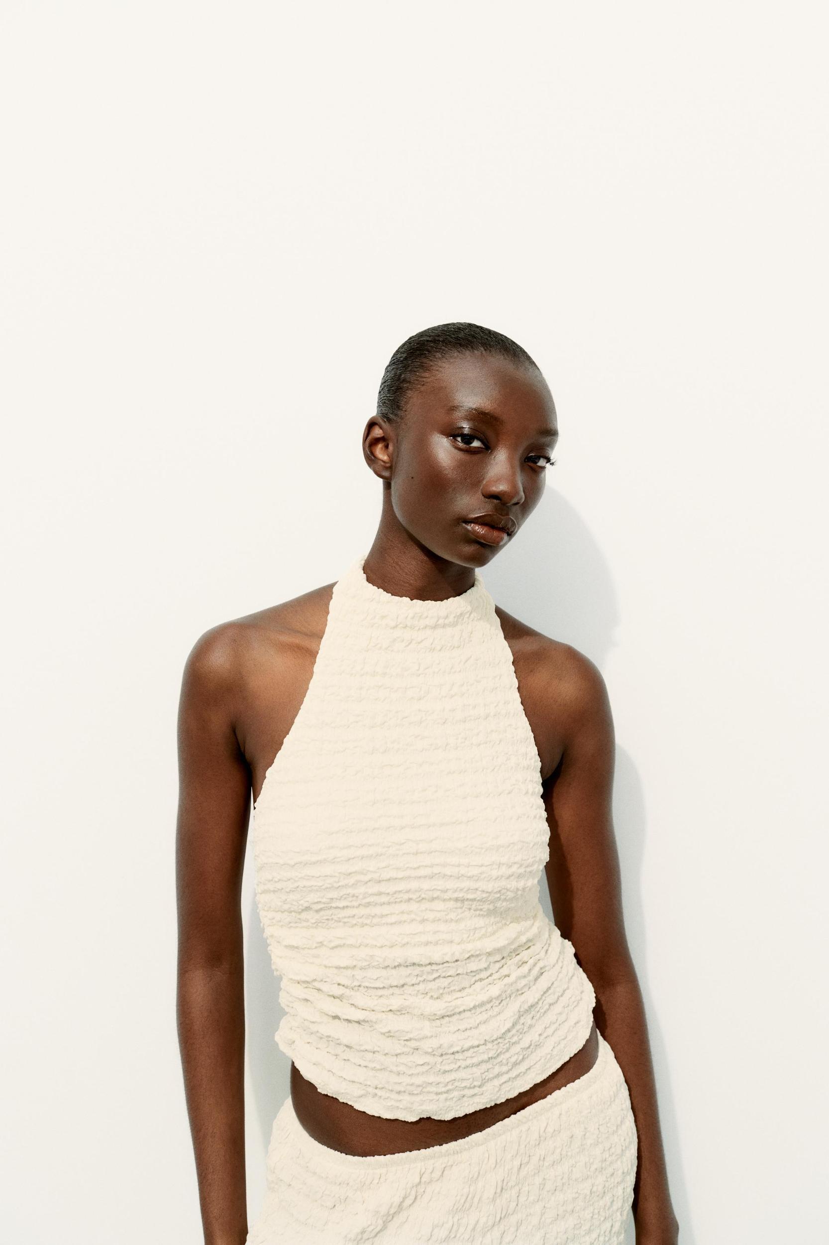 TEXTURED HALTER TOP Product Image