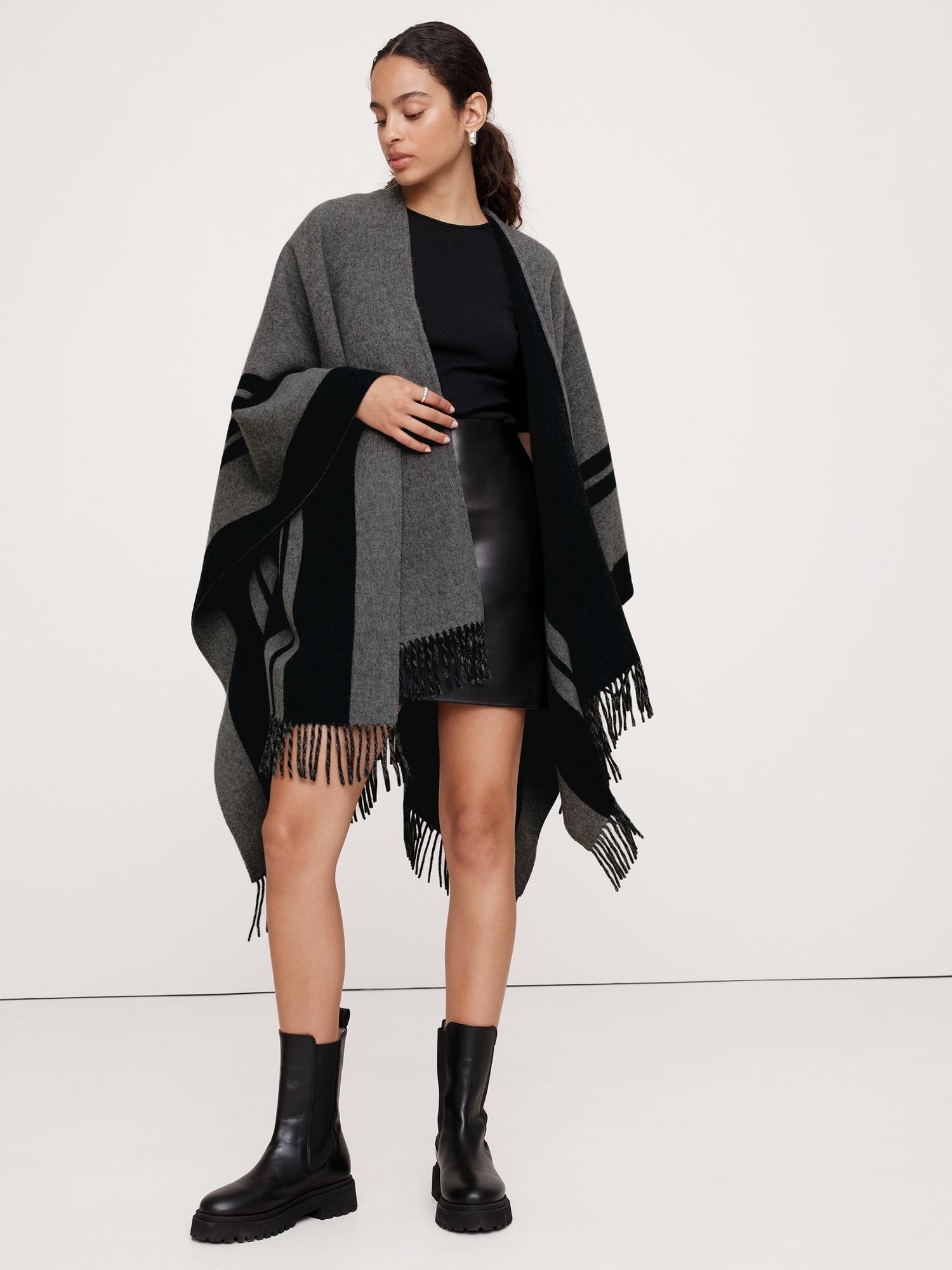 Stripe Wool Poncho Product Image