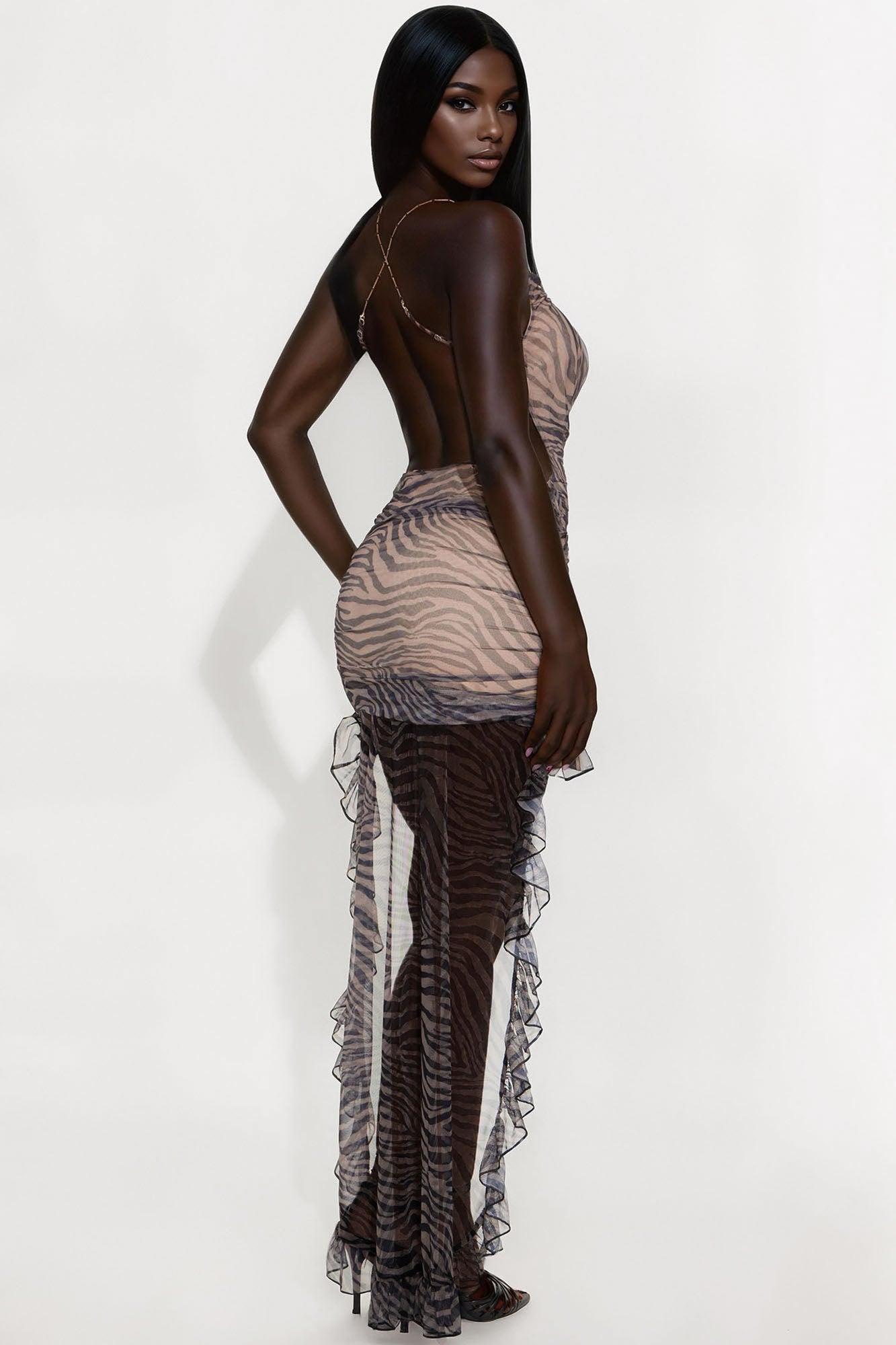 Love The Chase Zebra Print Mini Dress - Brown Female Product Image