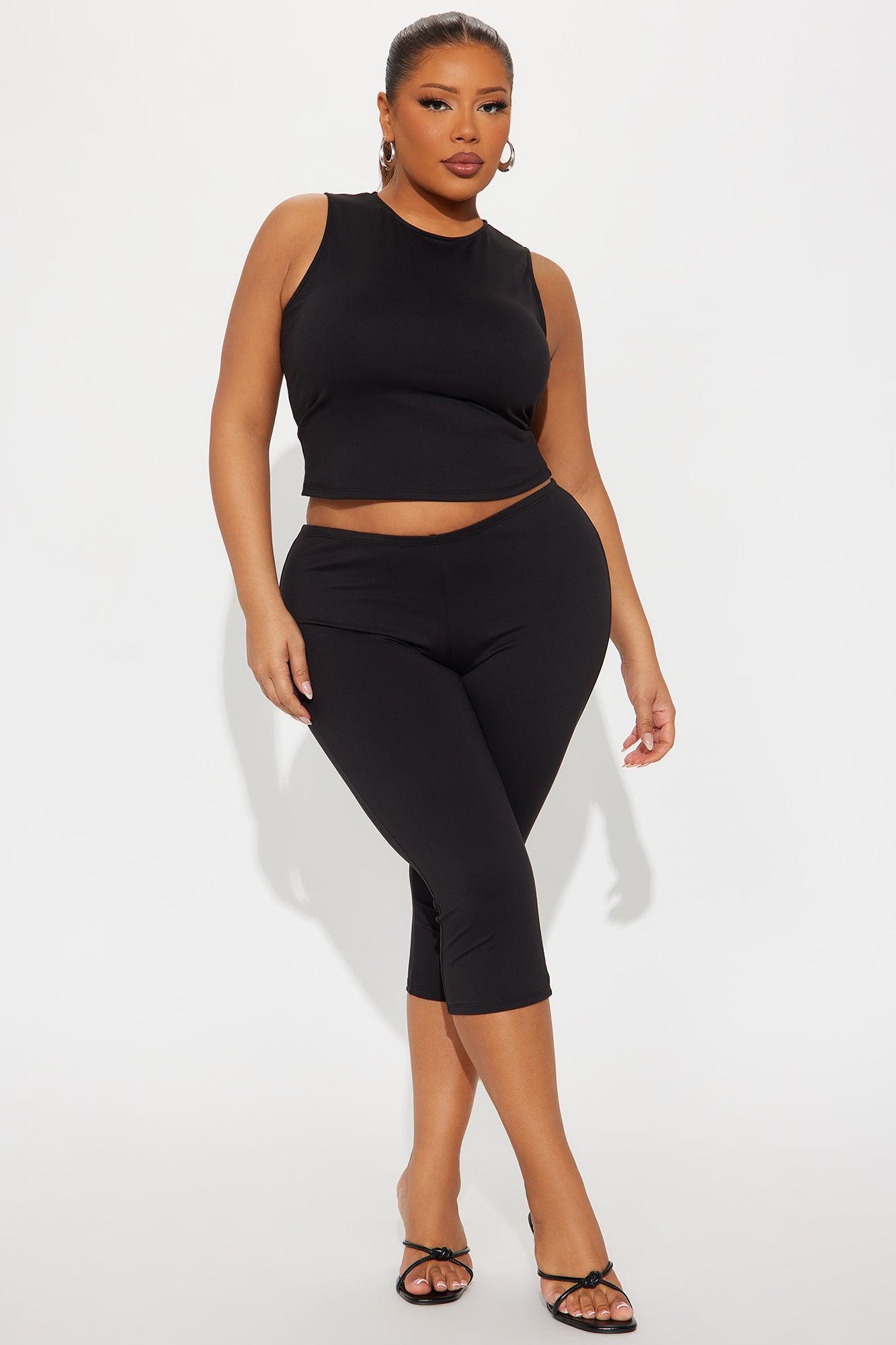 All Day Sleek Matte Tricot Capri Set - Black Product Image