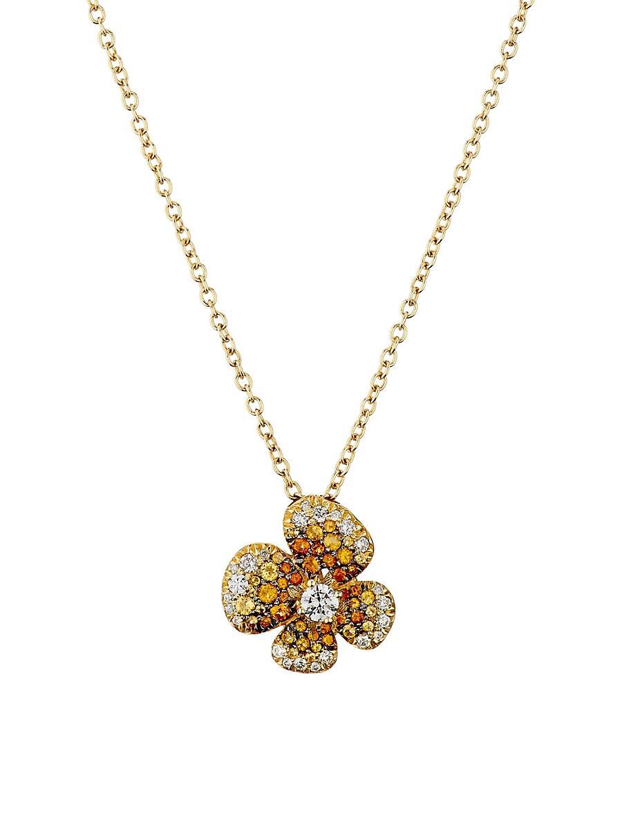 Womens Ischia 18K Yellow Gold, 0.34 TCW Diamond & Ombr Citrine Flower Pendant Necklace Product Image