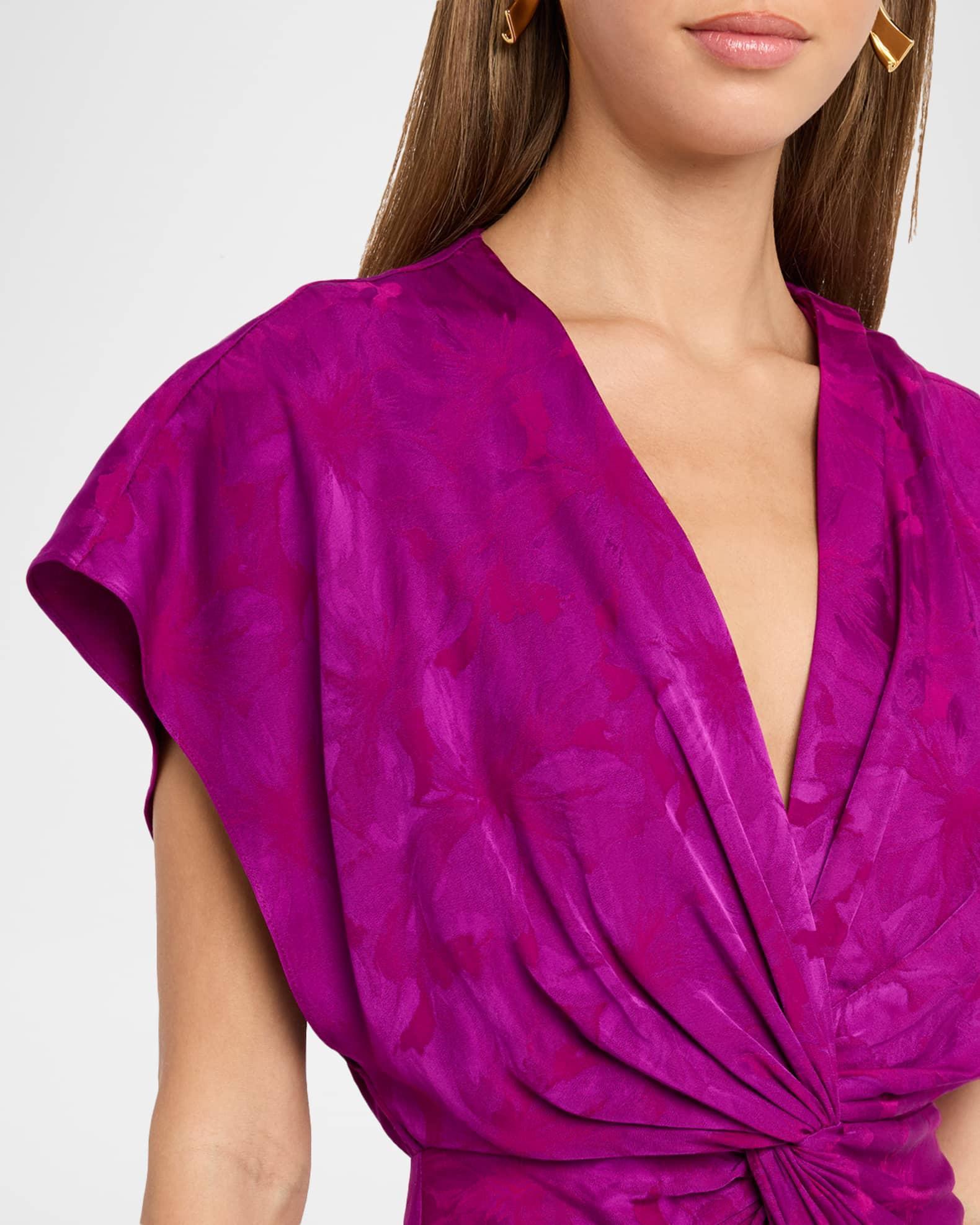 Jackie Floral Jacquard Twisted Midi Dress Product Image