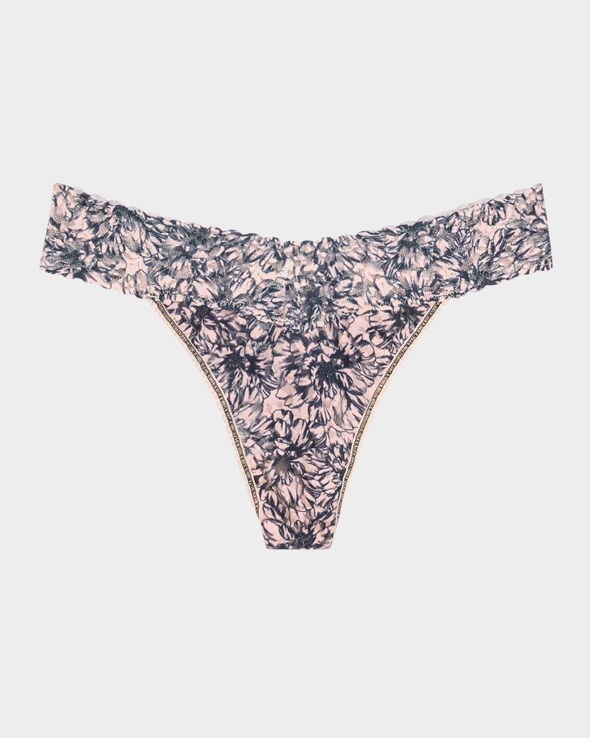 Printed Original-Rise Signature Lace Thong Product Image