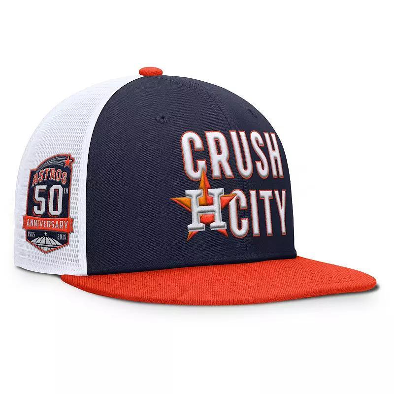 Men's Nike  Navy/Orange Houston Astros Pro Performance Trucker Snapback Hat, Size: Medium/Large, Blue Product Image