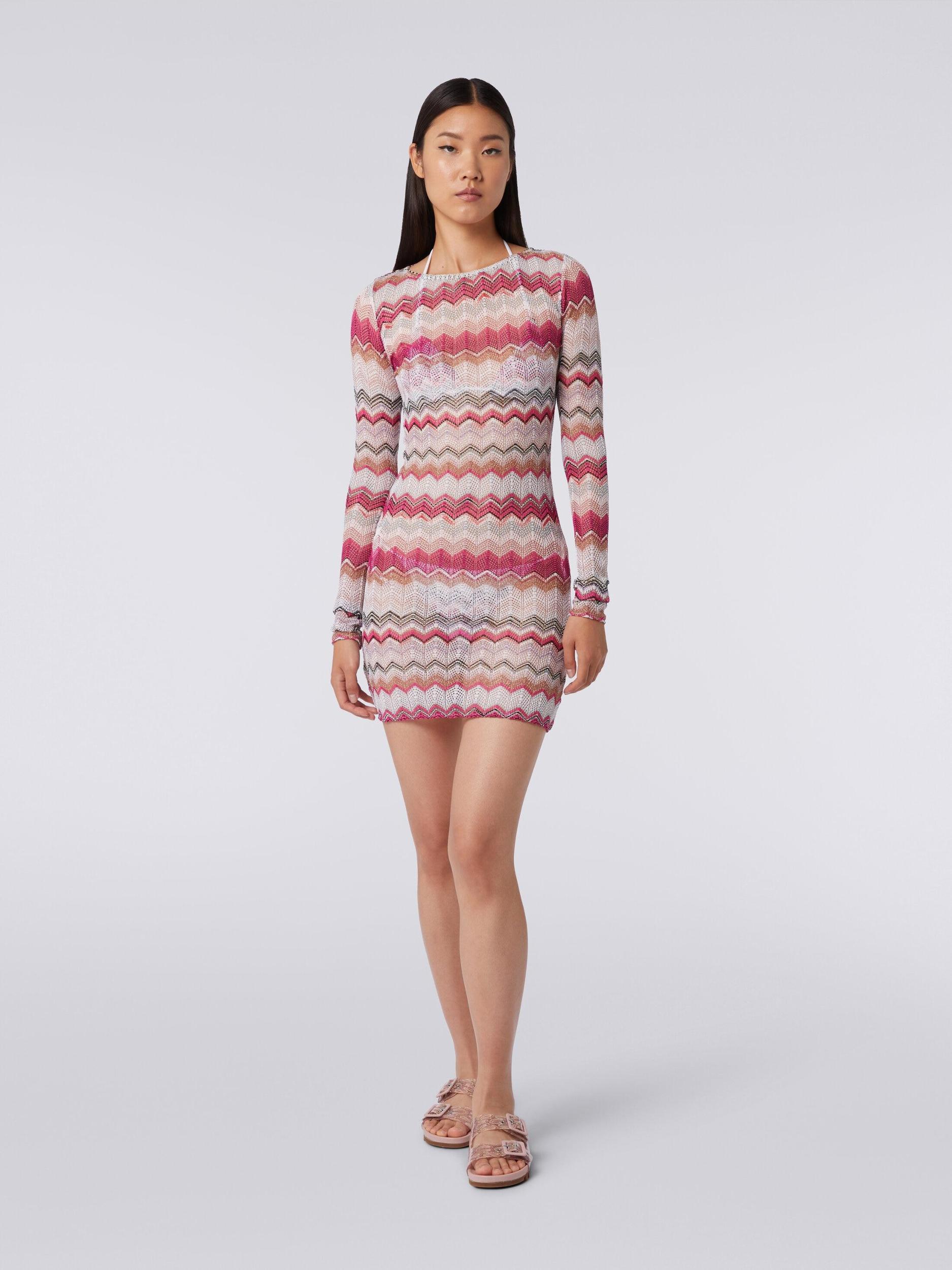 Zigzag crochet dress with lurex Product Image