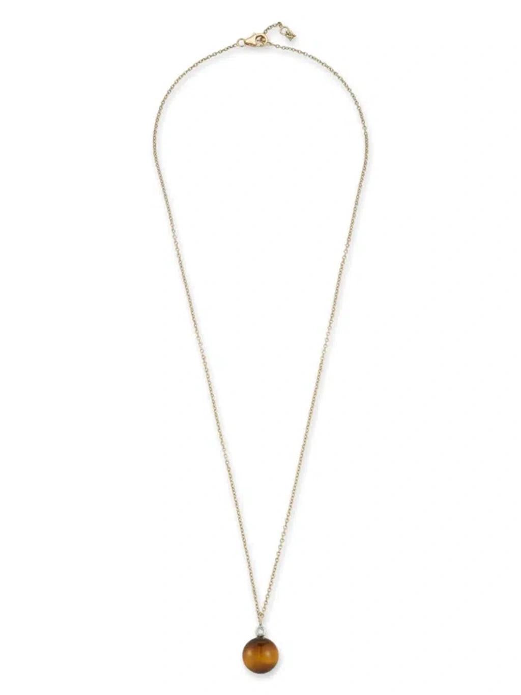 MATEO 14k Yellow Gold Tigers Eye Diamond Necklace Product Image