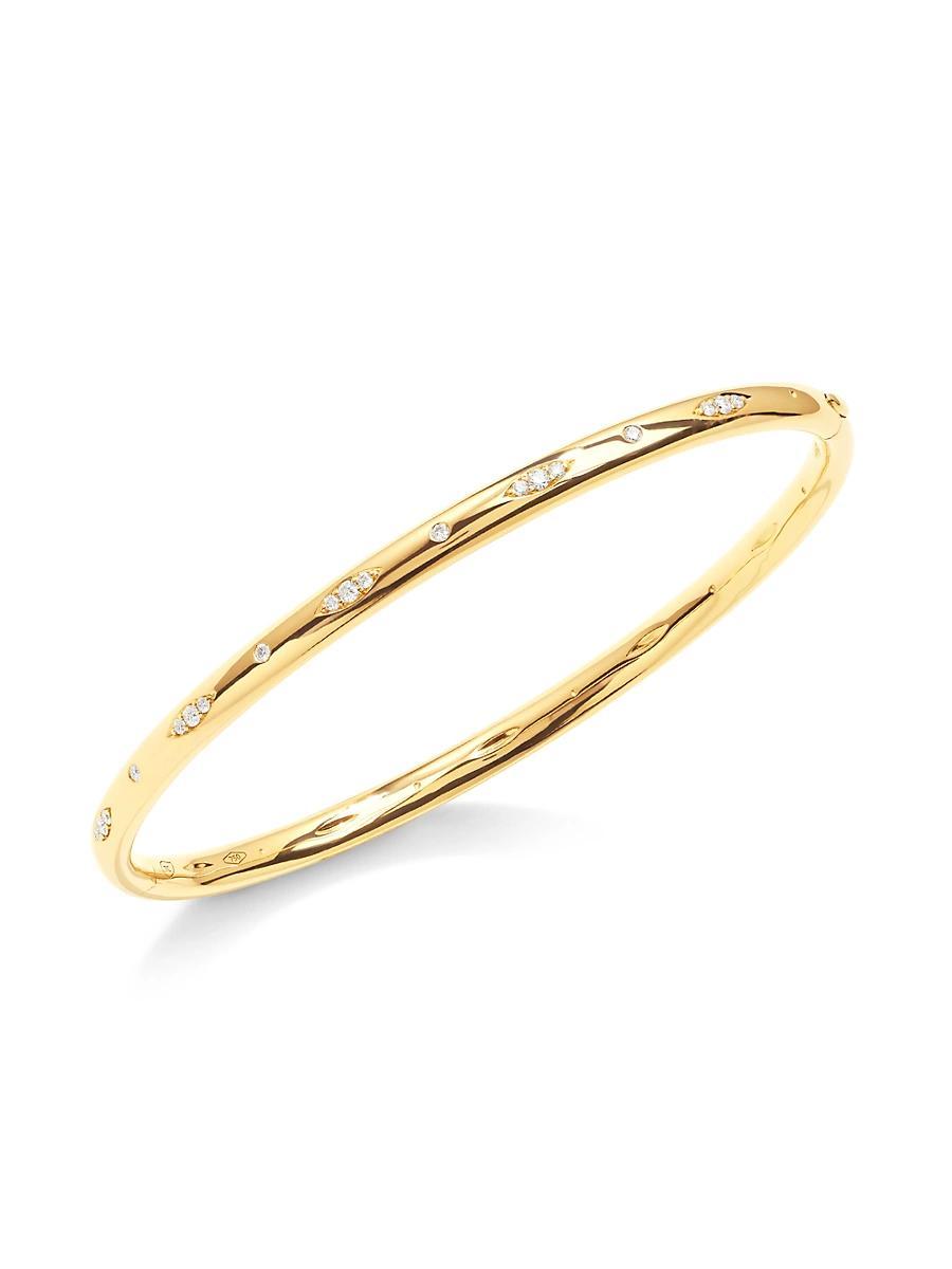 Womens Gypsy 18K Yellow Gold & Diamond Pav Bangle Bracelet Product Image