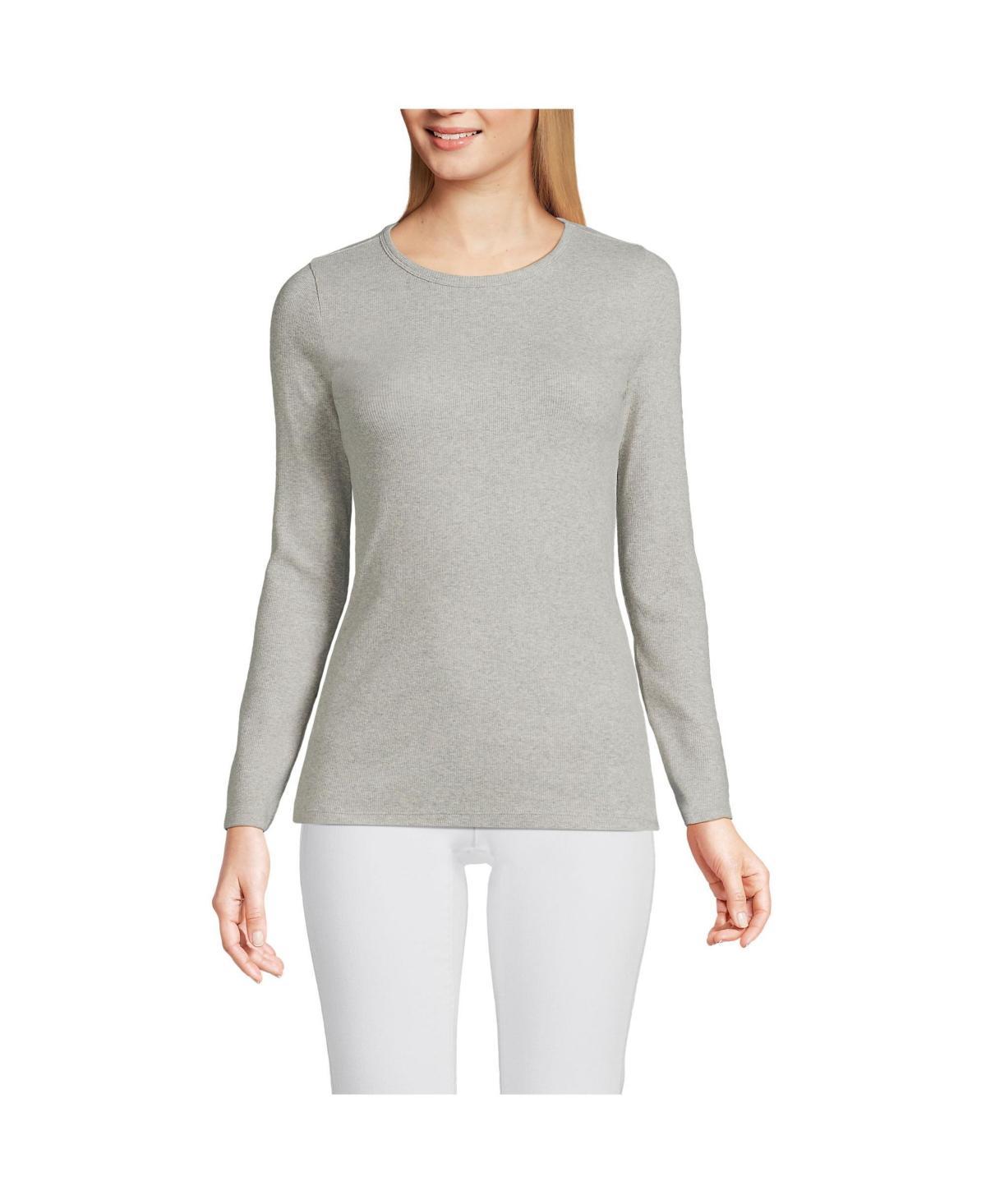 Women's Lands' End Micro Rib Tee, Size: Medium, Deep  Blue Product Image
