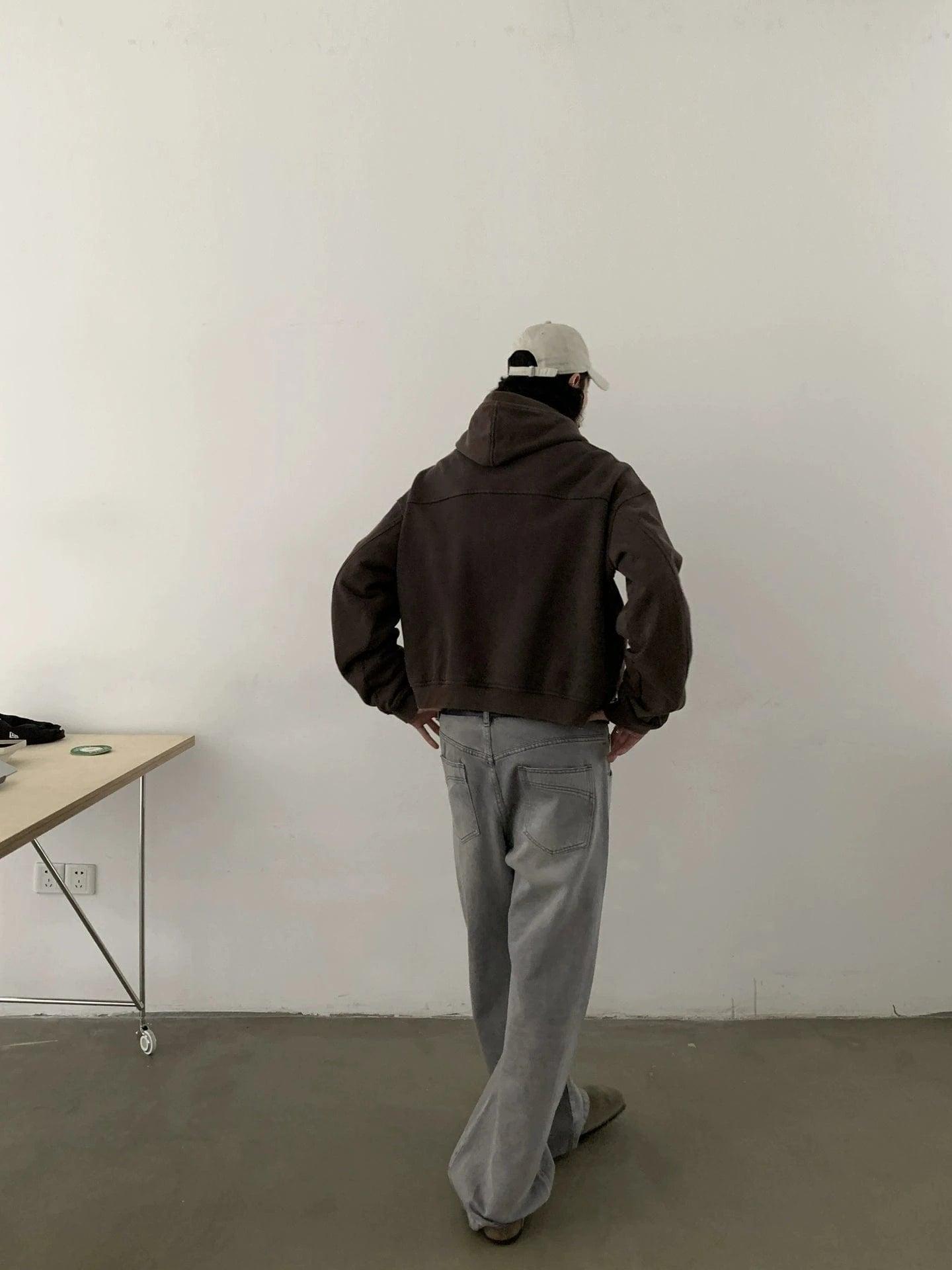 RT No. 19845 WASHED GRAY STRAIGHT DENIM JEANS Product Image