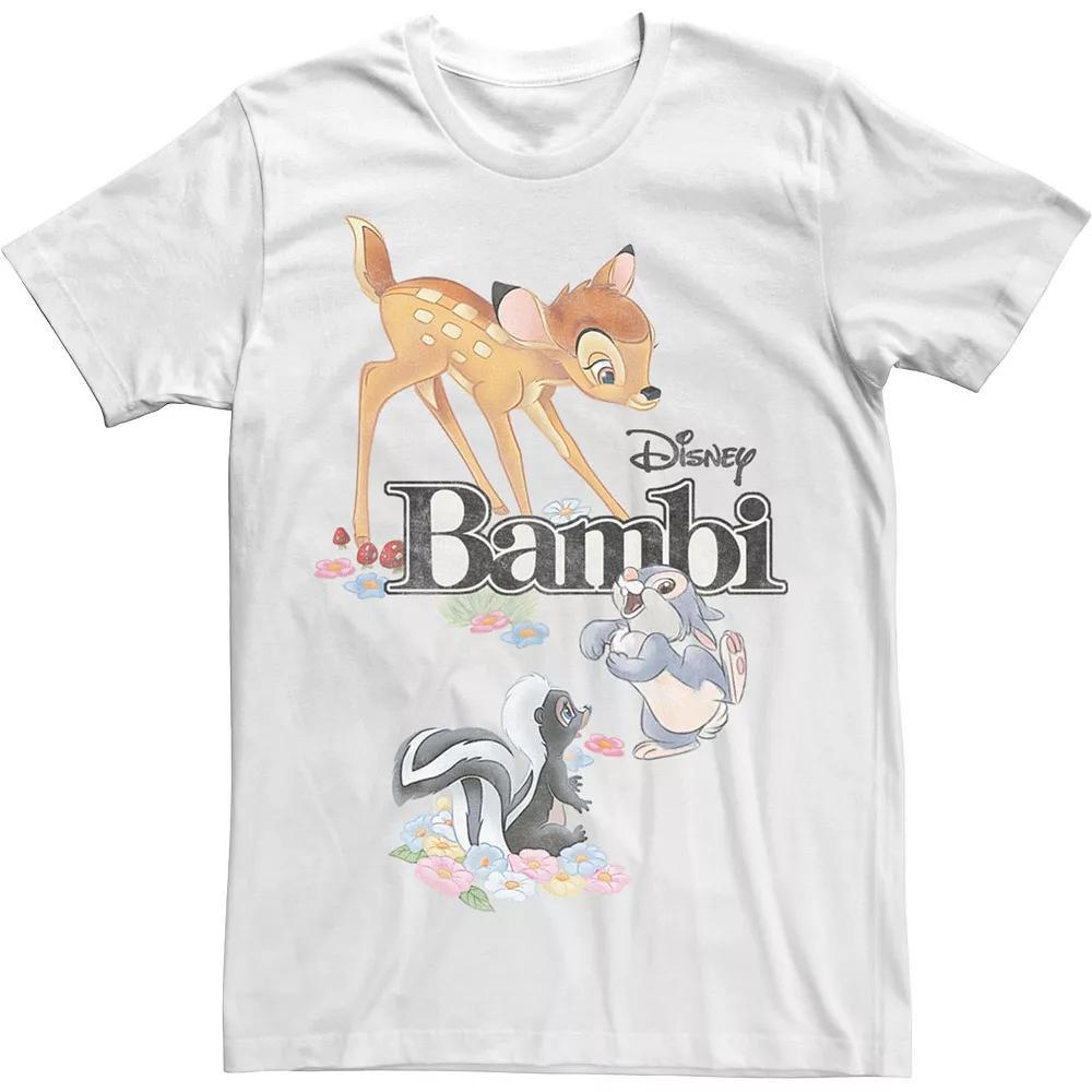Disney's Bambi Classic Group Shot Title Logo Men's Tee, Size: Small, White Product Image