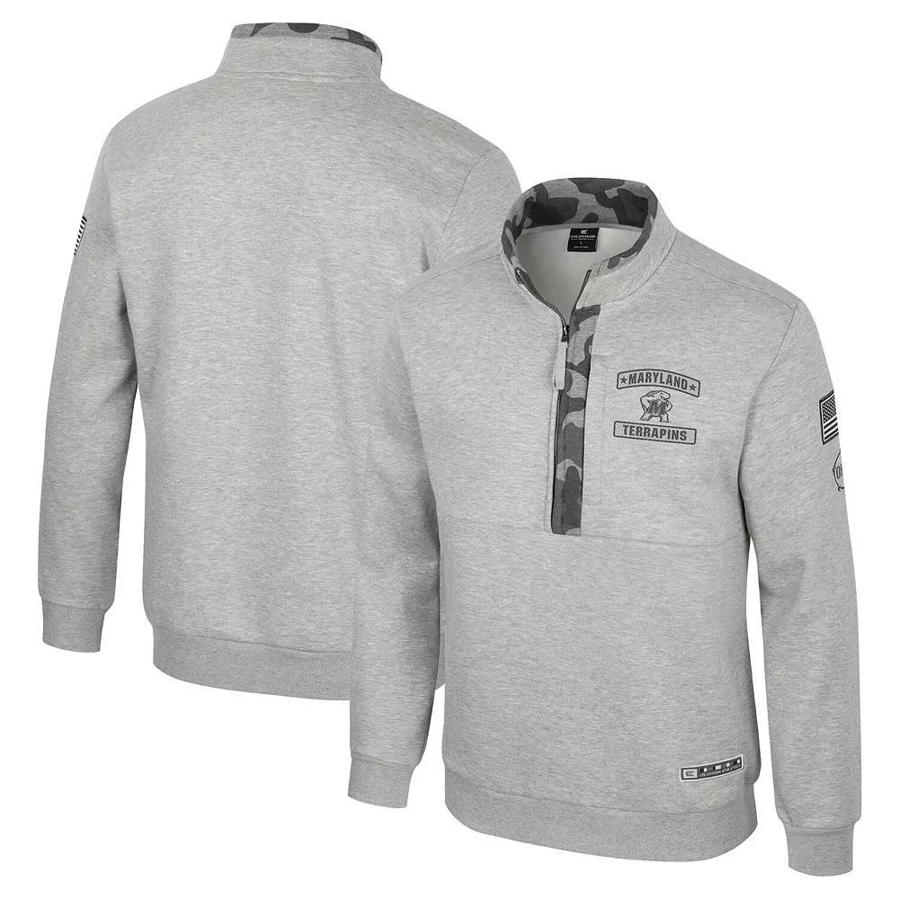 Men's Colosseum Heather Gray LSU Tigers OORAH OHT Military Appreciation Fleece Quarter-Zip Jacket, Size: XL, Grey Product Image