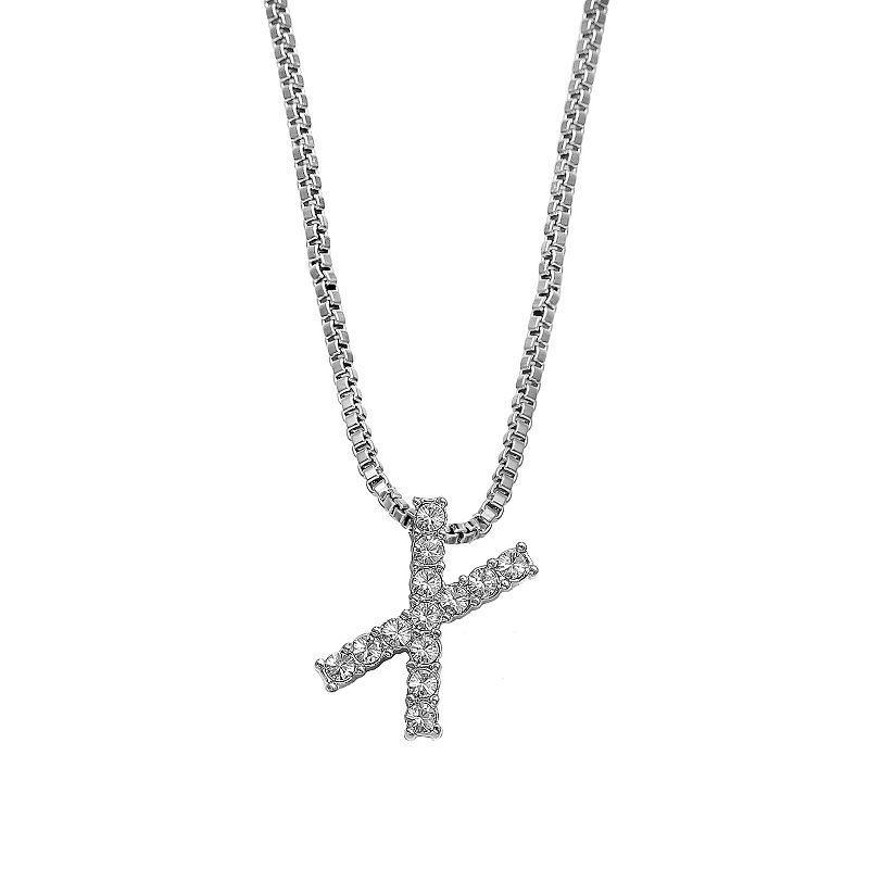 Brilliance Silver Plated Crystal Initial Pendant, Women's, Size: 18", Silver Tone G Product Image