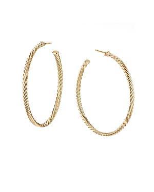 Womens Cablespira Hoop Earrings in 18K Yellow Gold, 2in Product Image