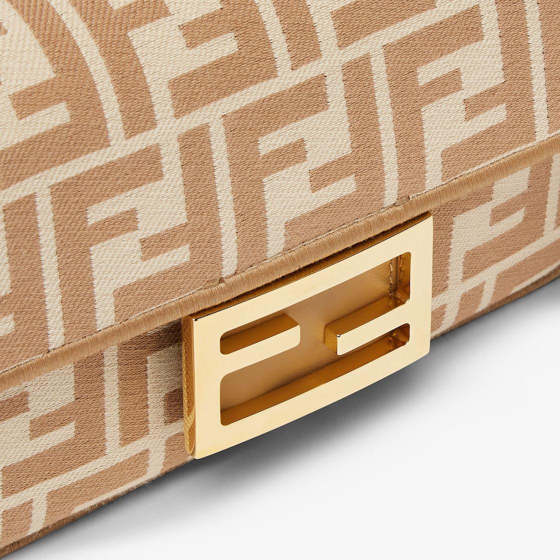 Baguette MiniCappuccino FF jacquard fabric bag Product Image