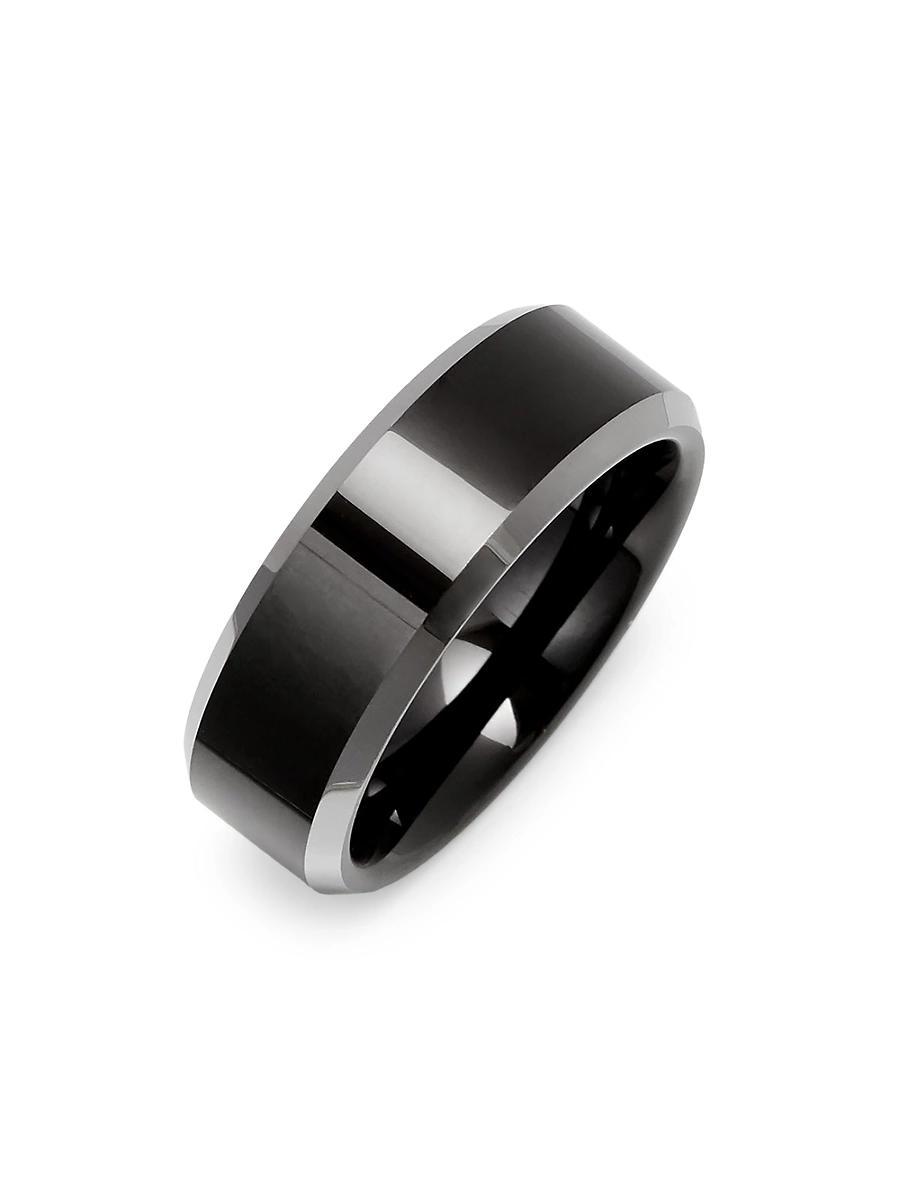Mens Black Tungsten Beveled-Edge Ring Product Image
