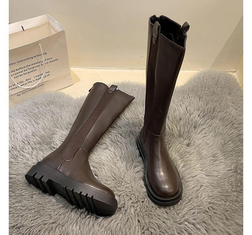 Faux Leather Platform Tall Chelsea Boots Product Image