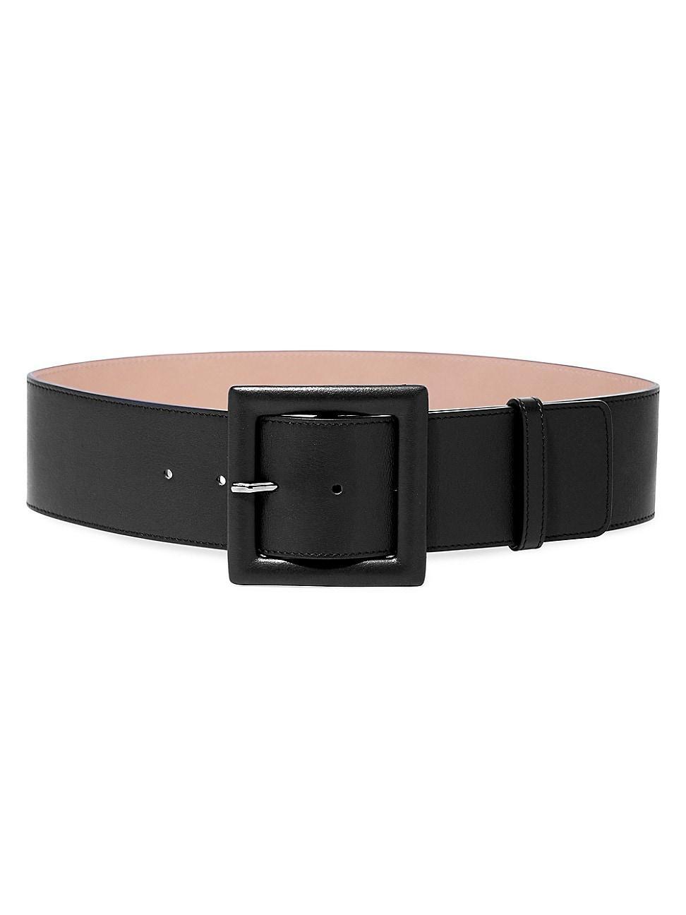 Square-Buckle Wide Leather Belt Product Image