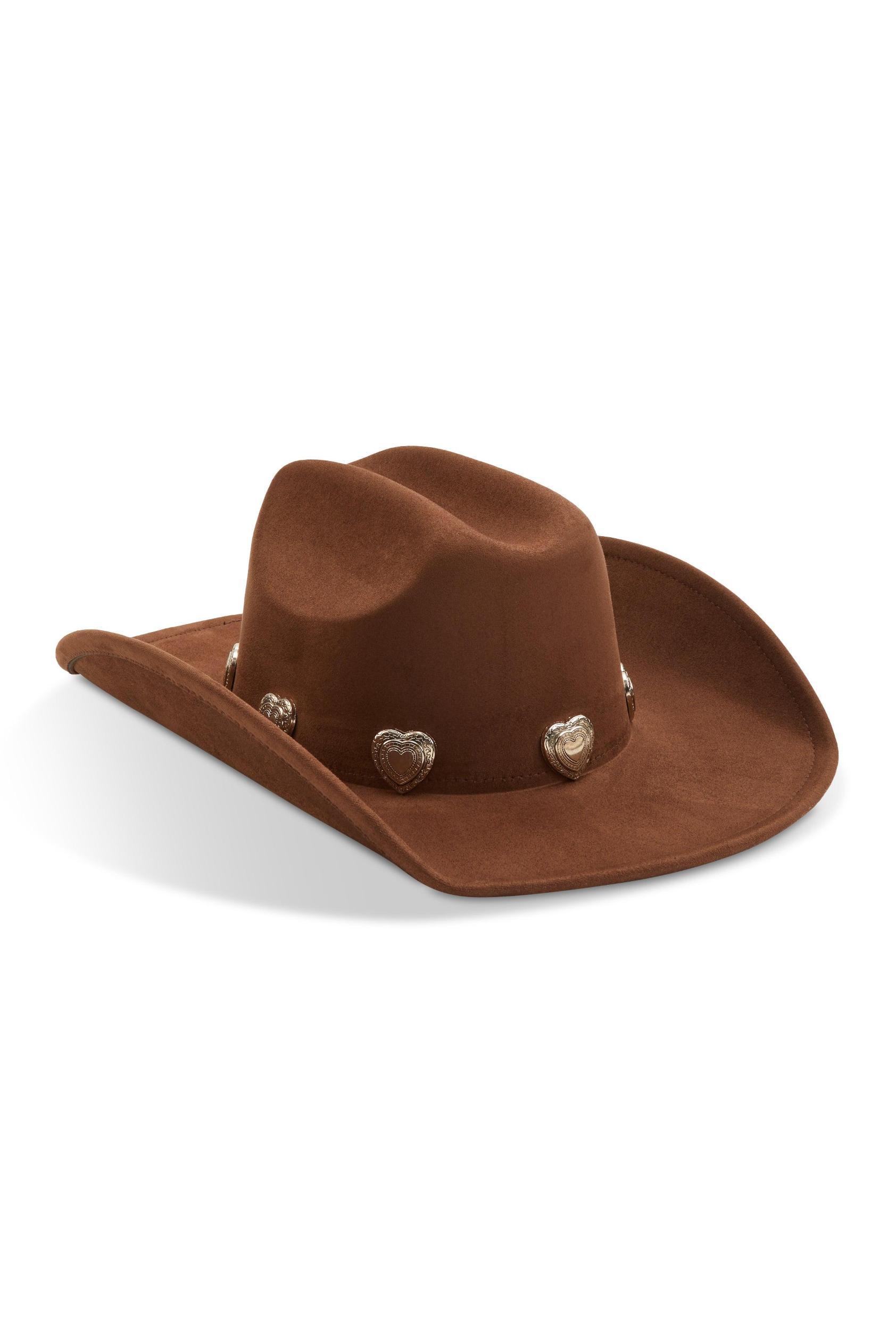 Womens Heart Trim Faux Suede Cowboy Hat Product Image