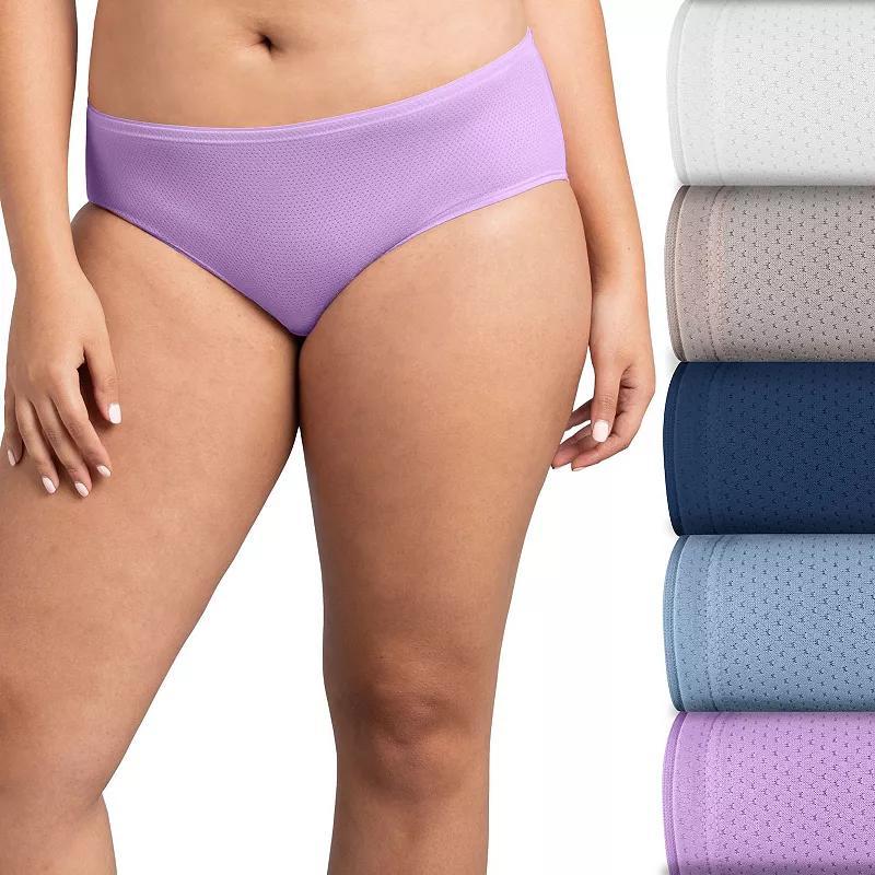 Women's Fruit of the Loom® Signature 5-pack Breathable Micro-Mesh Brief Panty 5DBMLRBK, Size: 9, Tiffany Silver Asst Product Image