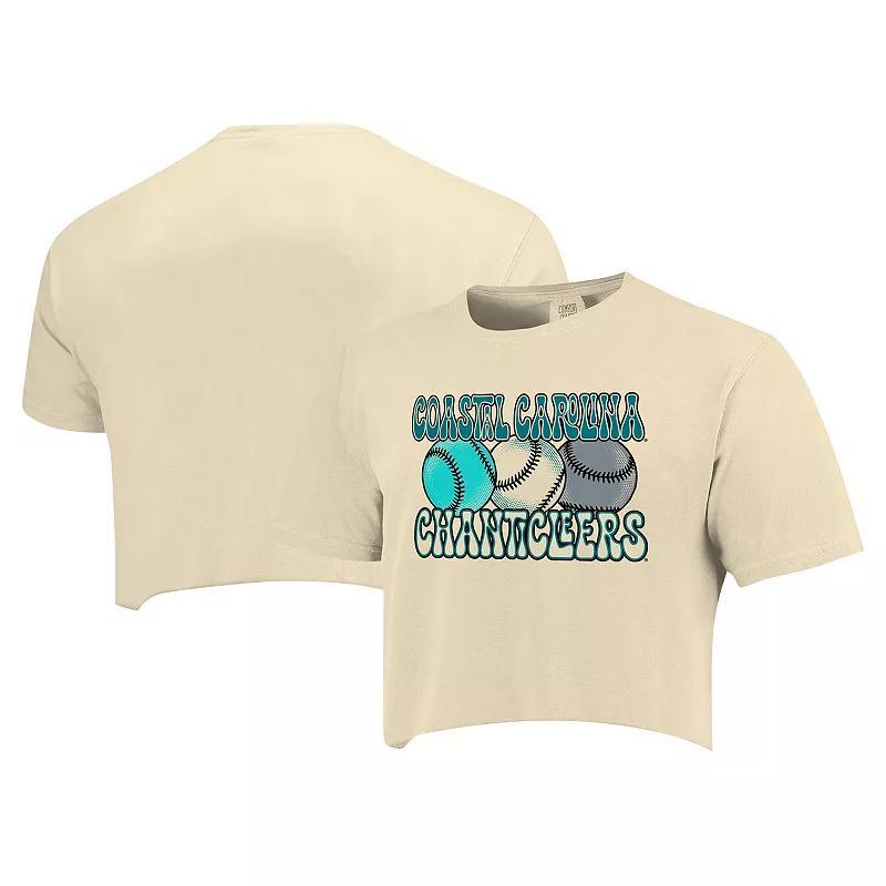 Women's Natural Coastal Carolina Chanticleers Comfort Colors Baseball Cropped T-Shirt, Size: Medium, Nc2 Beige Product Image