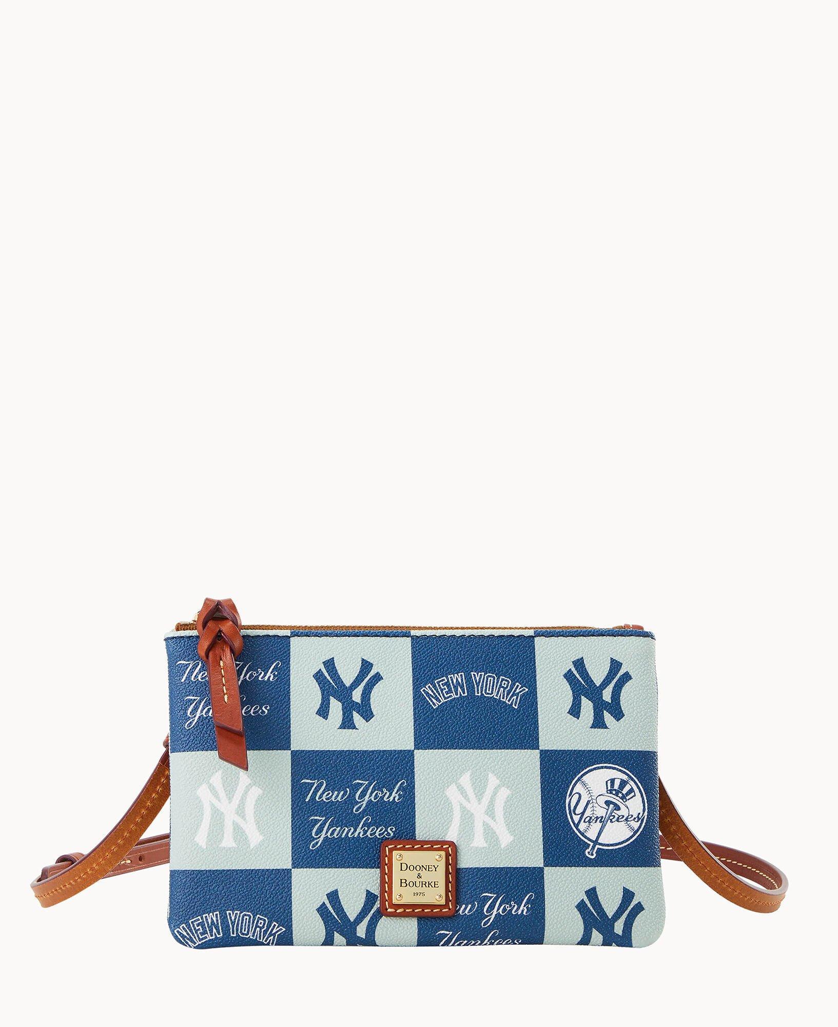 Dooney & Bourke Womens MLB Yankees Top Zip Crossbody Coated Cotton Shoulder Bag in Navy Product Image