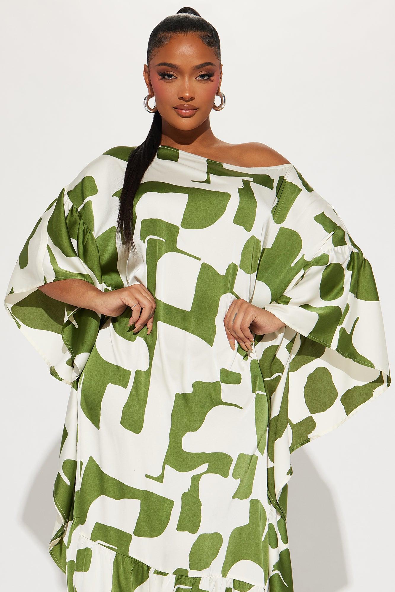 Georgia Abstract Maxi Dress - Olive/combo Product Image