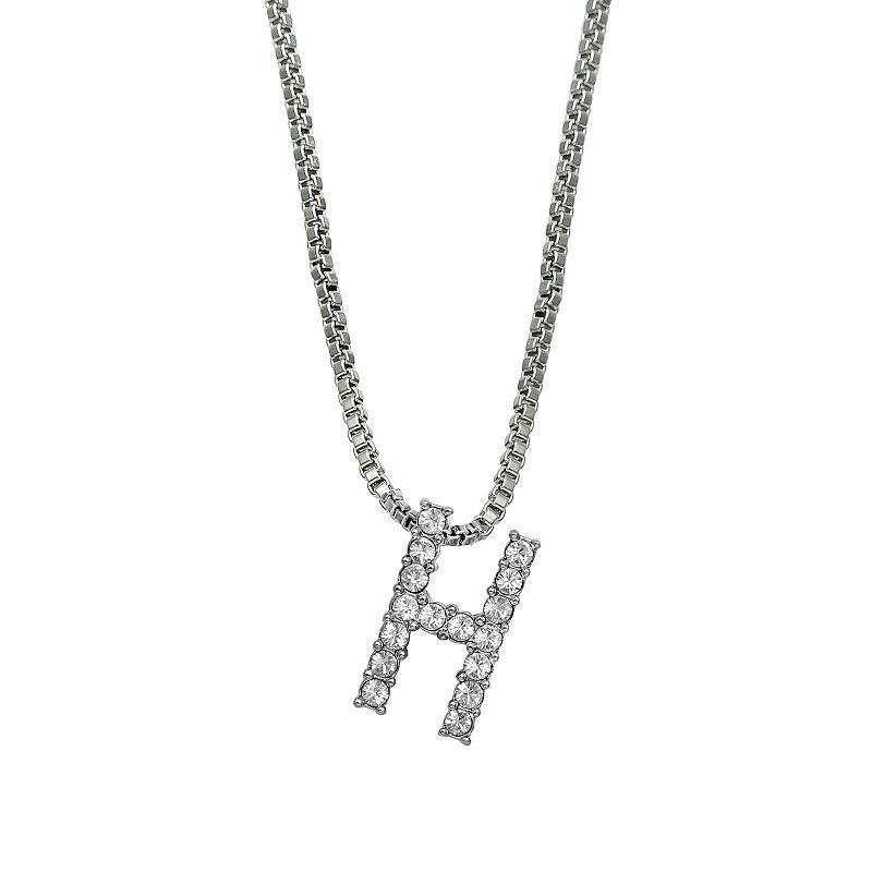 Brilliance Silver Plated Crystal Initial Pendant, Women's, Size: 18", Silver Tone G Product Image