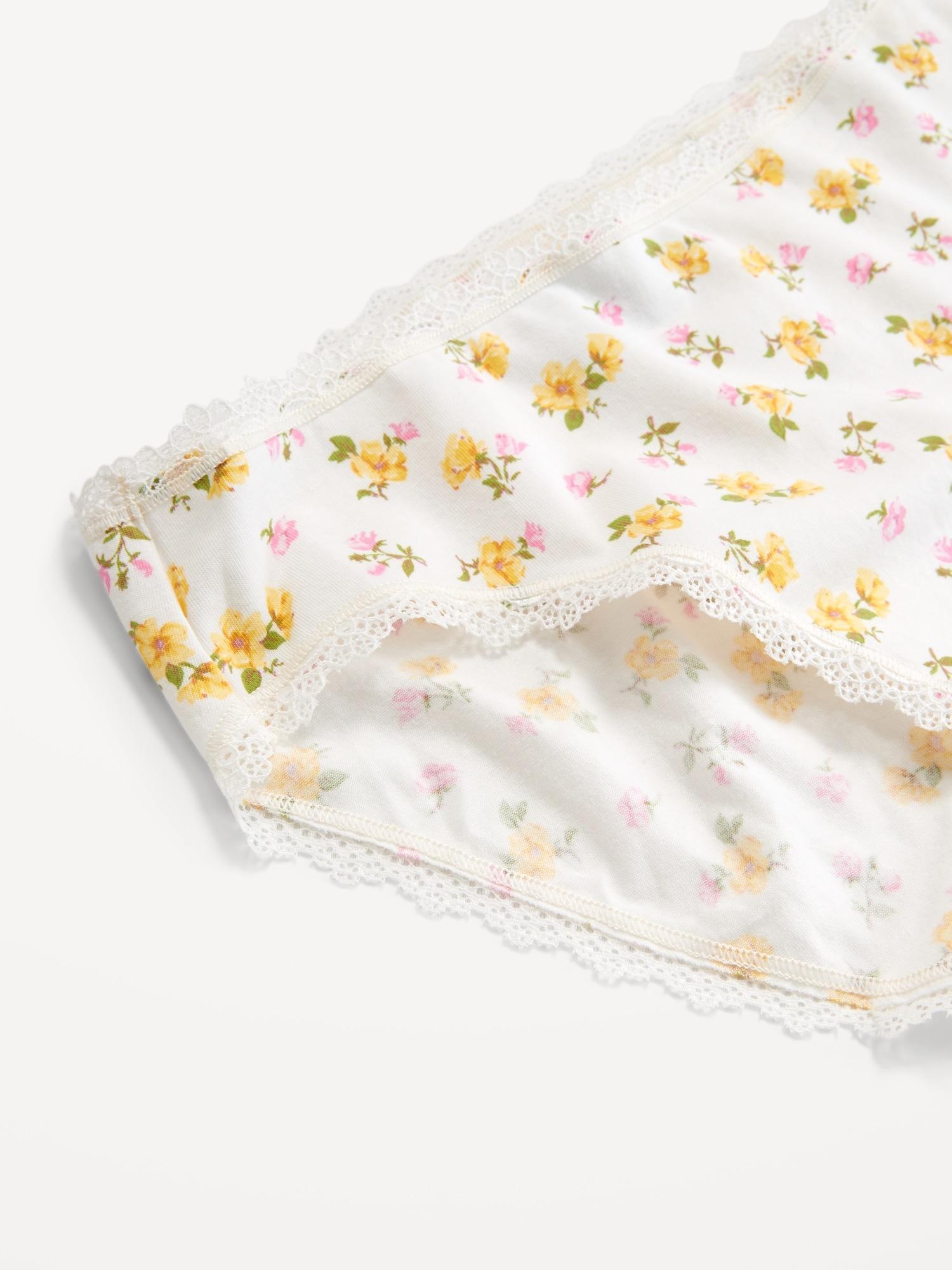 High-Waisted Lace-Trim Bikini Underwear Product Image