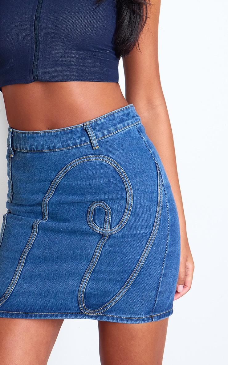 Tall Mid Blue Wash Overlay Design Denim Mini Skirt Product Image