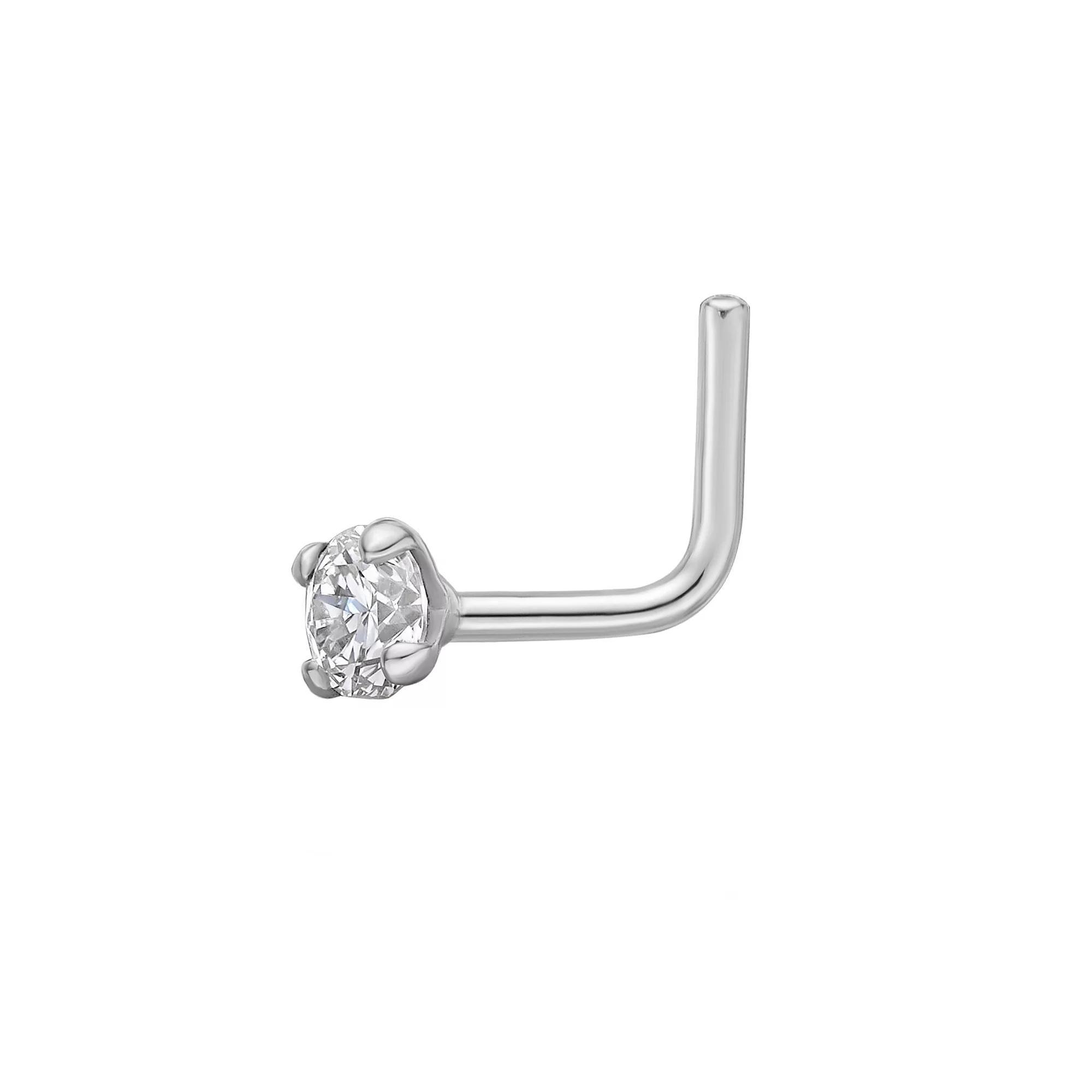 Lila Moon 14k Gold Diamond Accent L-Shape Nose Stud, Women's Product Image