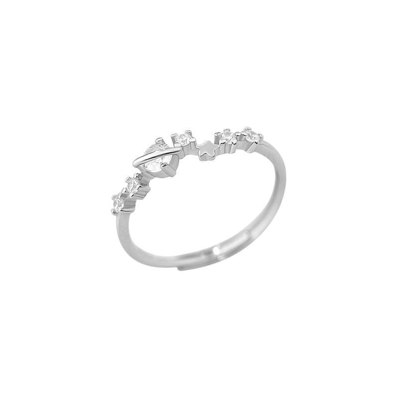 S925 Sterling Silver Rhinestone Star Ring Product Image