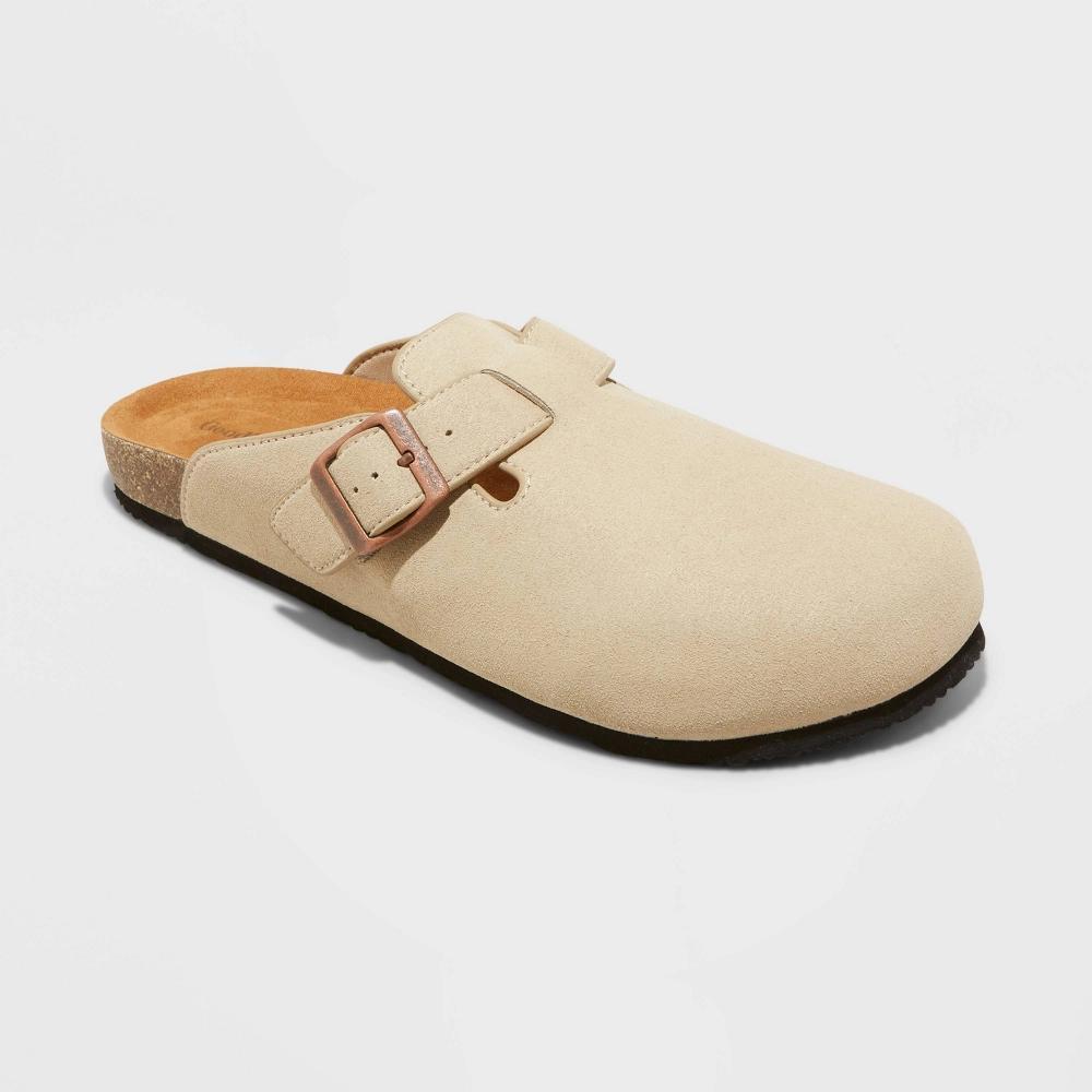 Men's Arthur Suede Clogs - Goodfellow & Co™ Taupe 11: Cushioned Footbed, Buckle Closure Product Image