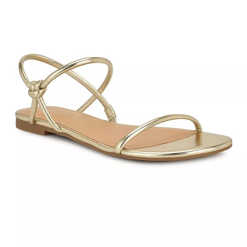 Nine West Women's Menson Flat Round Toe Casual Sandals, Size: 7, Gold Product Image
