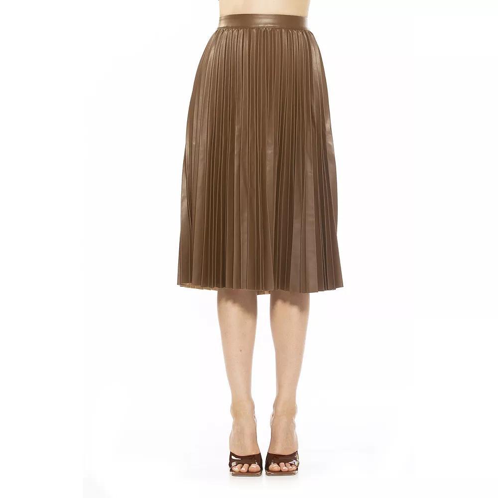 Women's Alexia Admor Luca Leather Midi Skirt, Size: XS, Nude Product Image