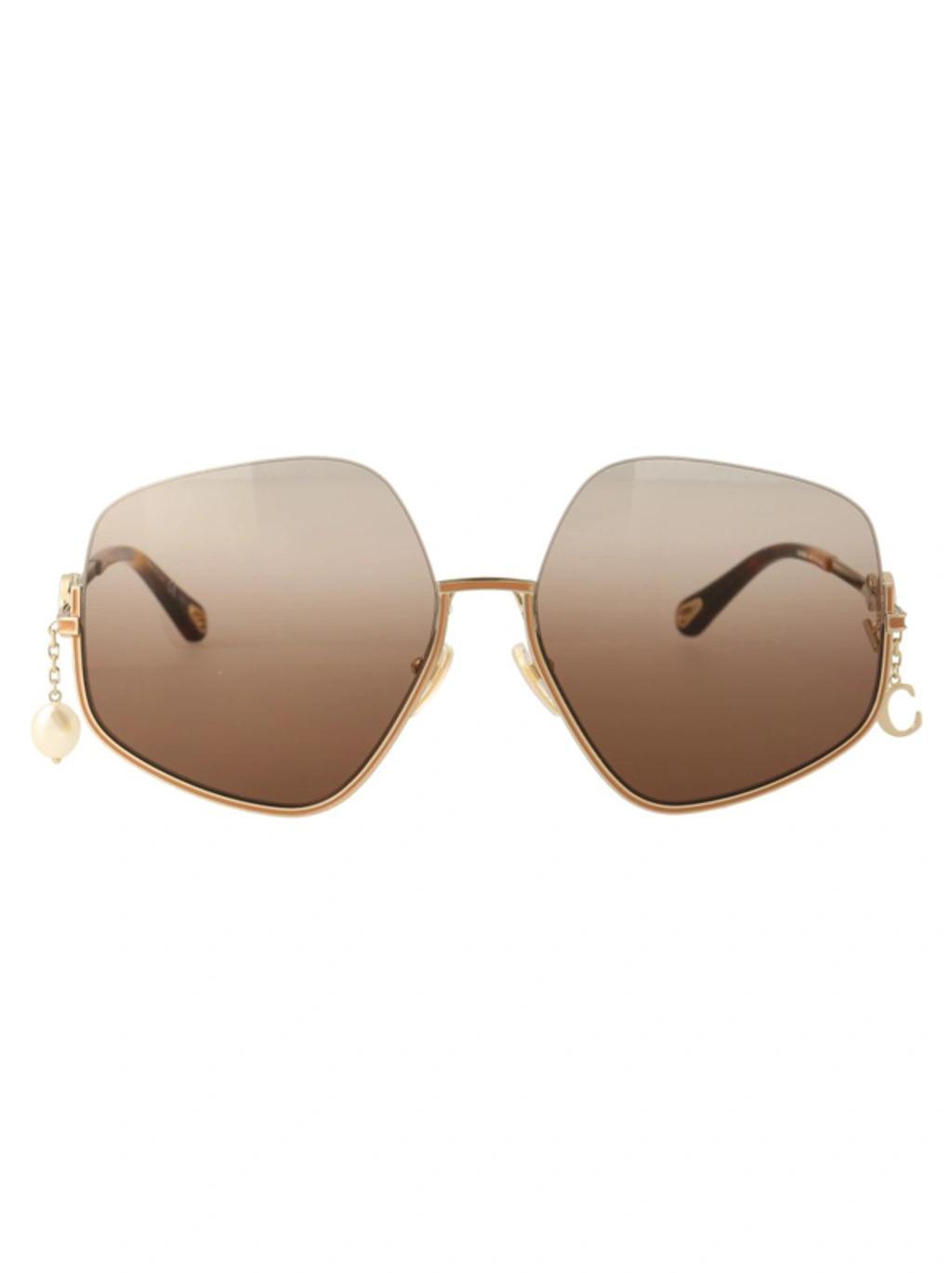 CHLOÉ Ch0068s Sunglasses In 003 Gold Gold Brown Product Image