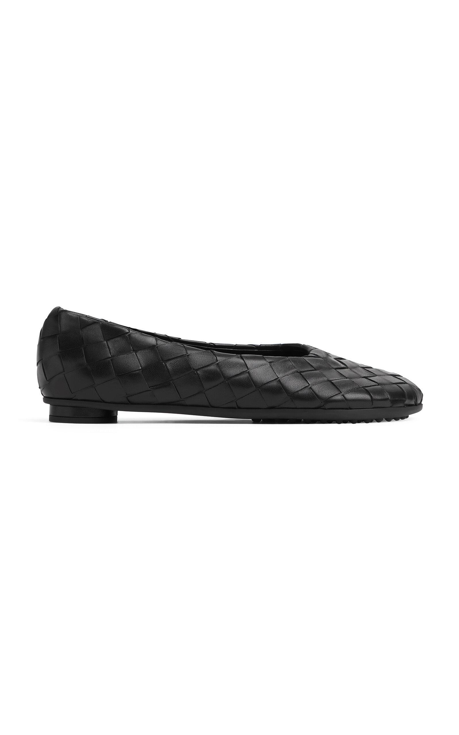 Sleek Mixed Leather Bow Ballerina Flats Product Image