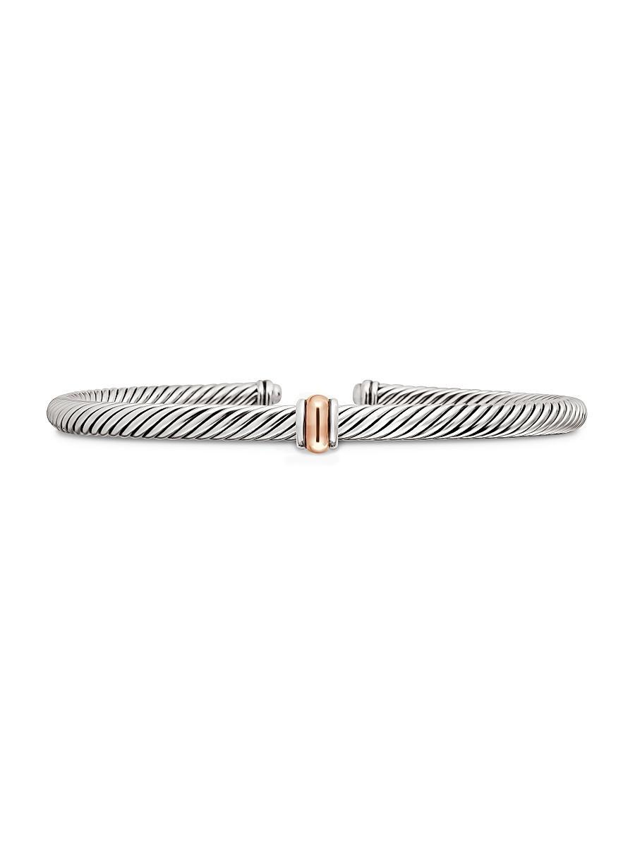 Cable Station Bracelet in Silver with 18K Gold, 4mm Product Image