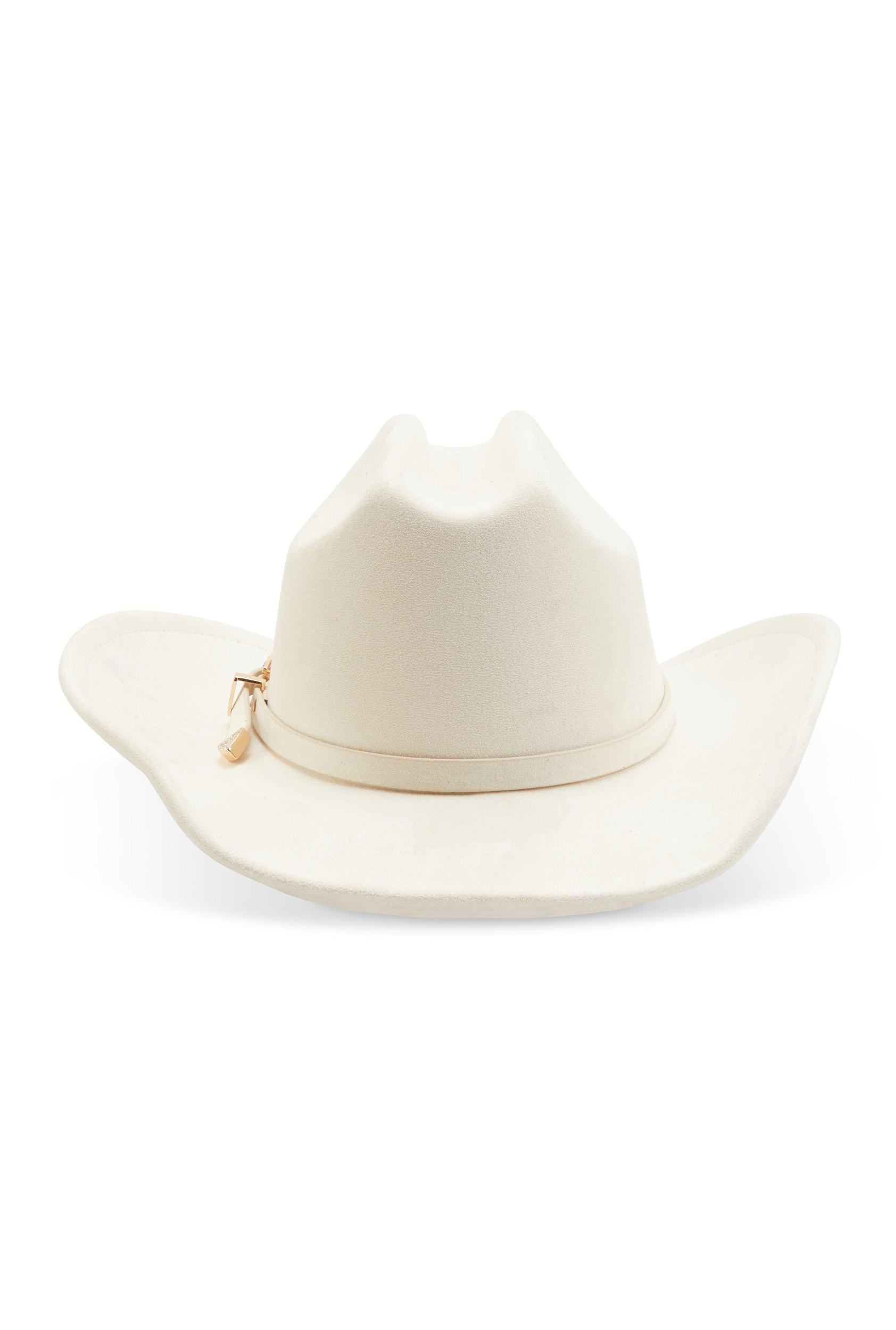 Womens Rhinestone Buckle Faux Suede Cowboy Hat Product Image