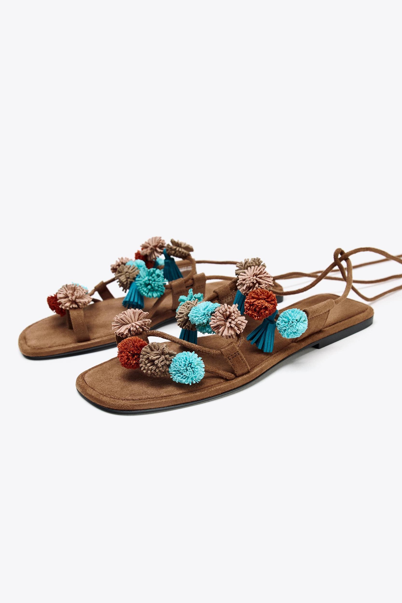 BEADED STRAPPY SANDALS Product Image