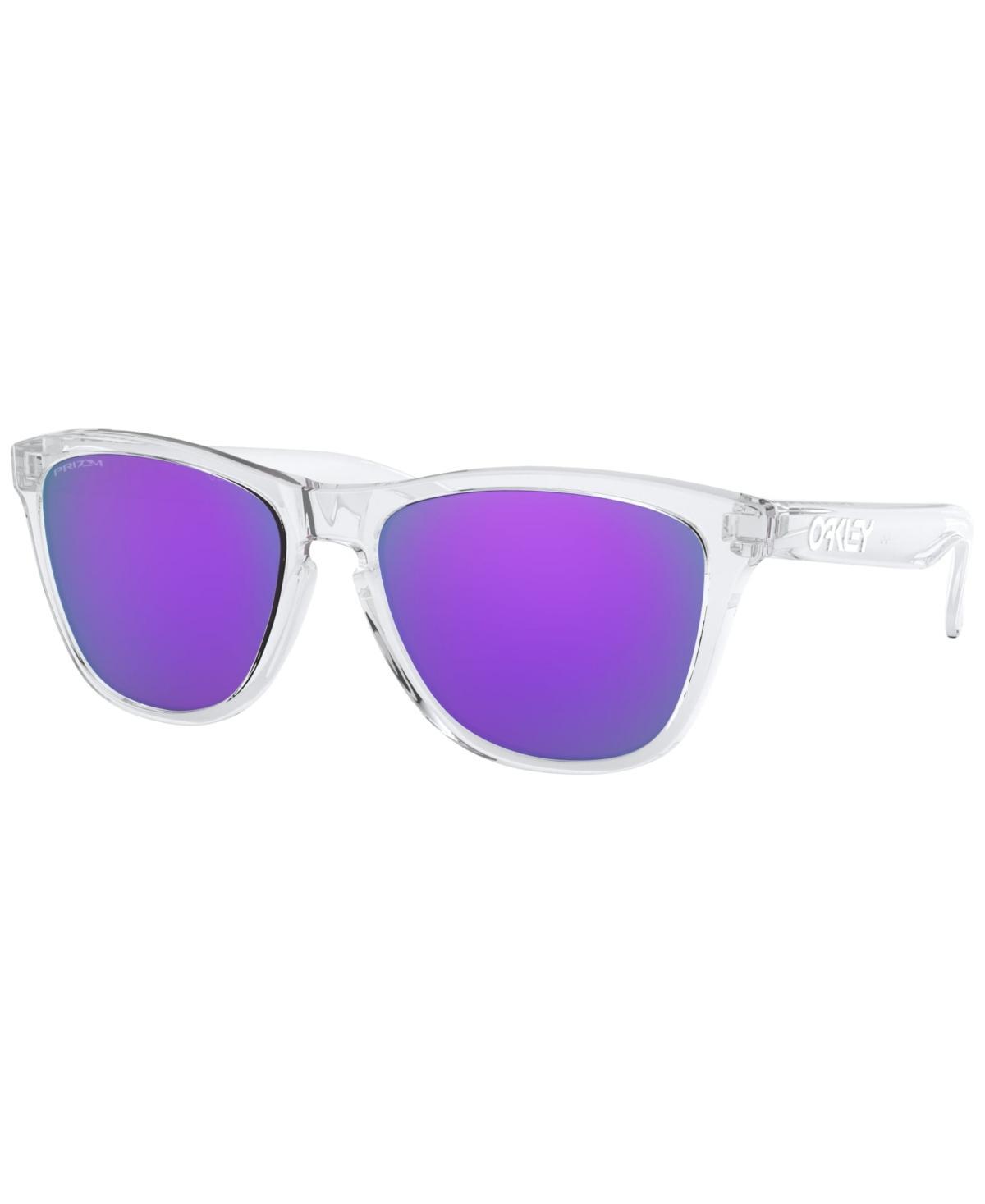Oakley Unisex OO9013 Frogskins 55mm Square Sunglasses - Polished Clear/Prizm Violet Product Image
